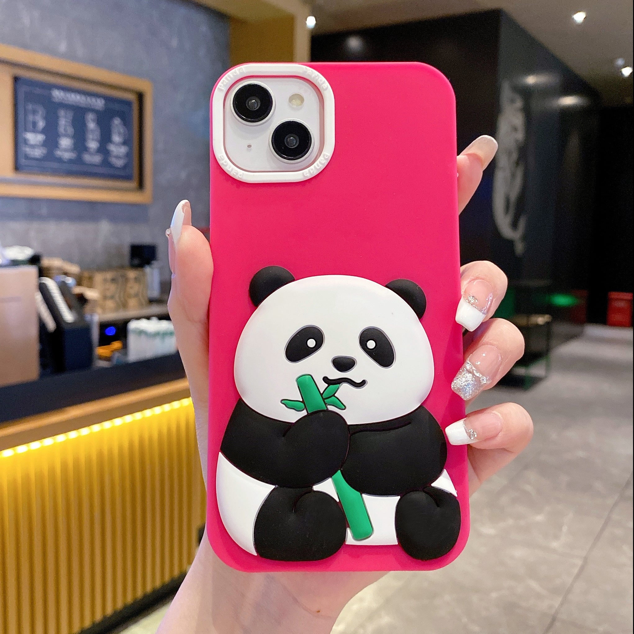 Panda With BamBoo Silicon Phone Cases For iPhone 14 Plus