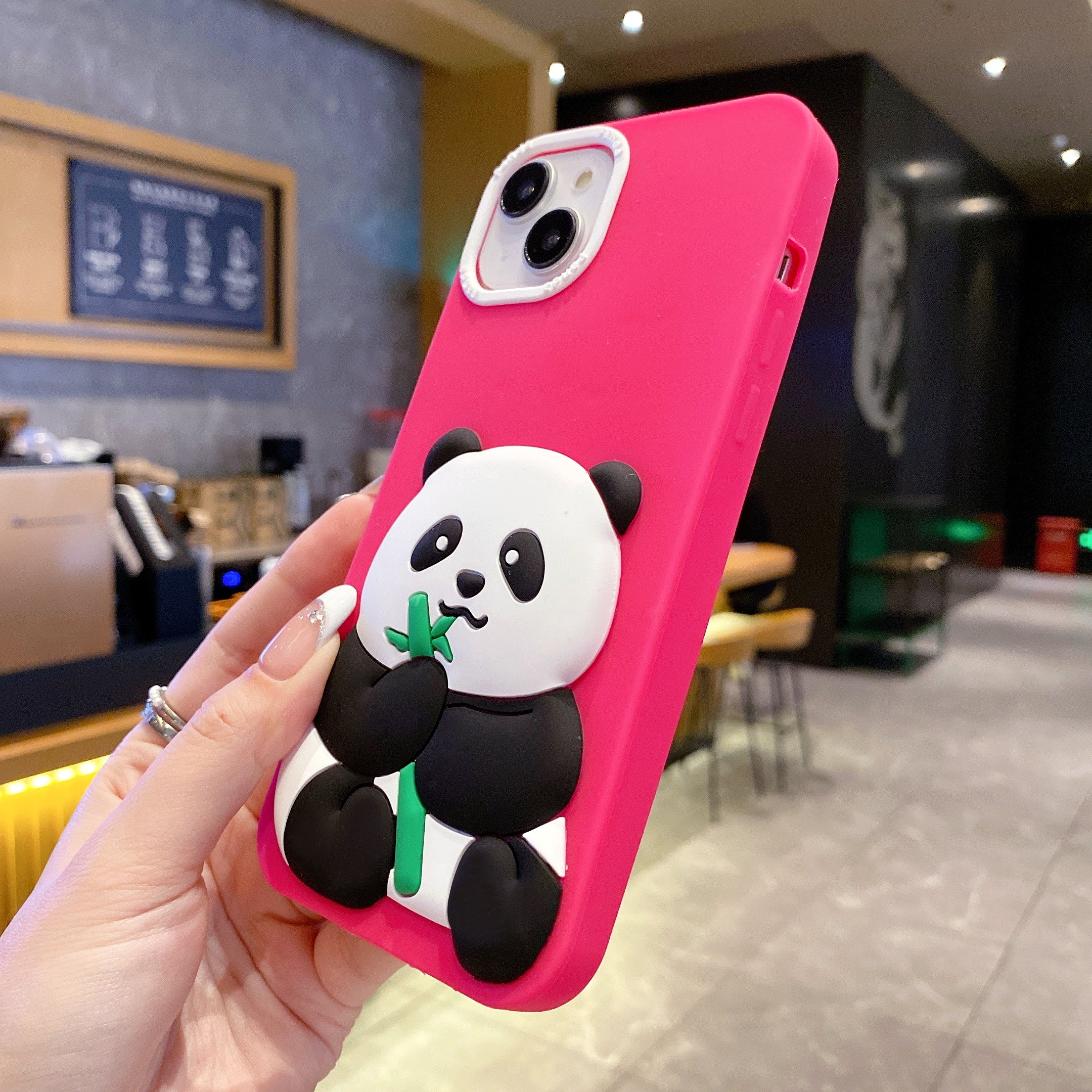 Panda With BamBoo Silicon Phone Cases For iPhone 14 Plus