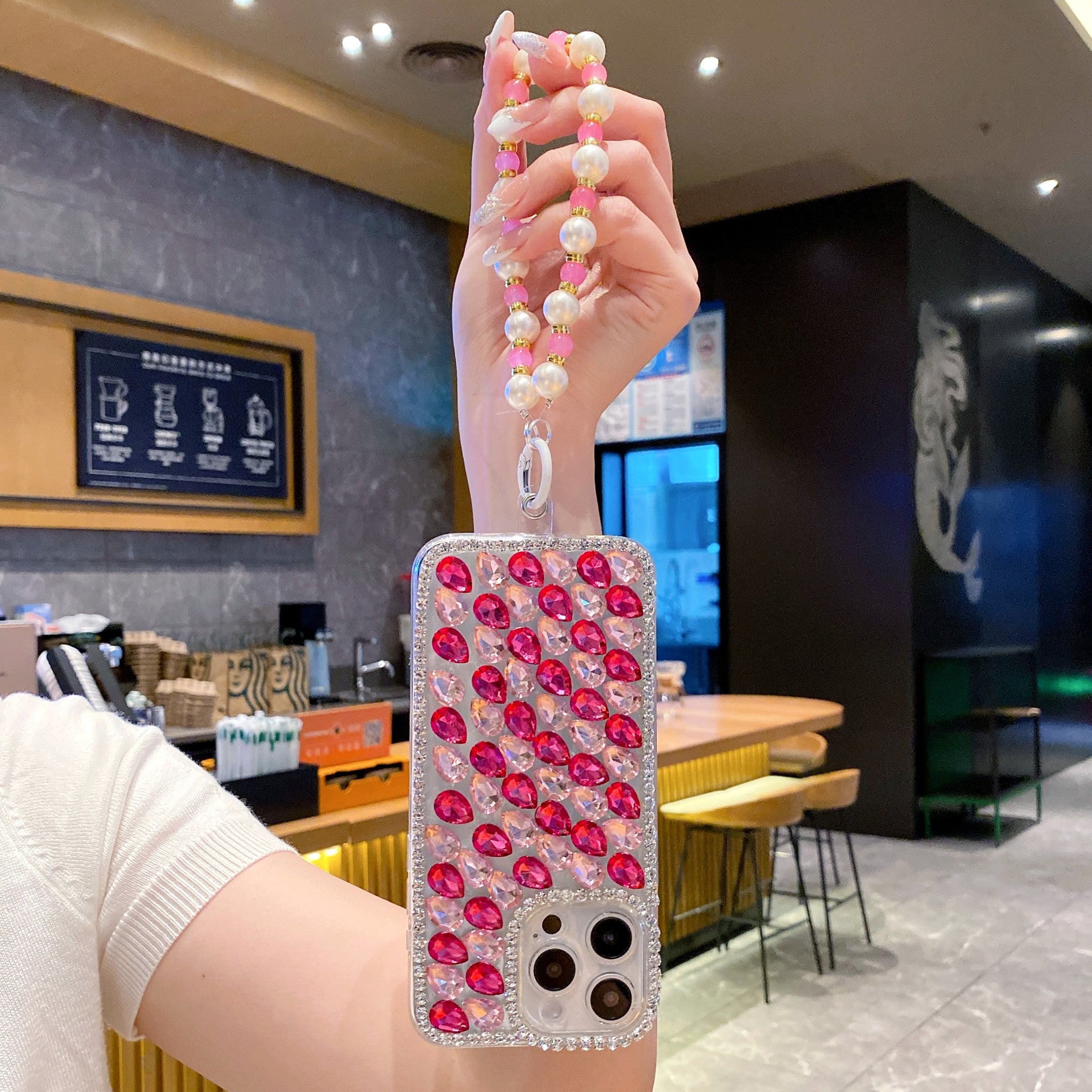 Pink Diamond With Pink Bracelet Silicon Phone Cases For iPhone 15 Plus