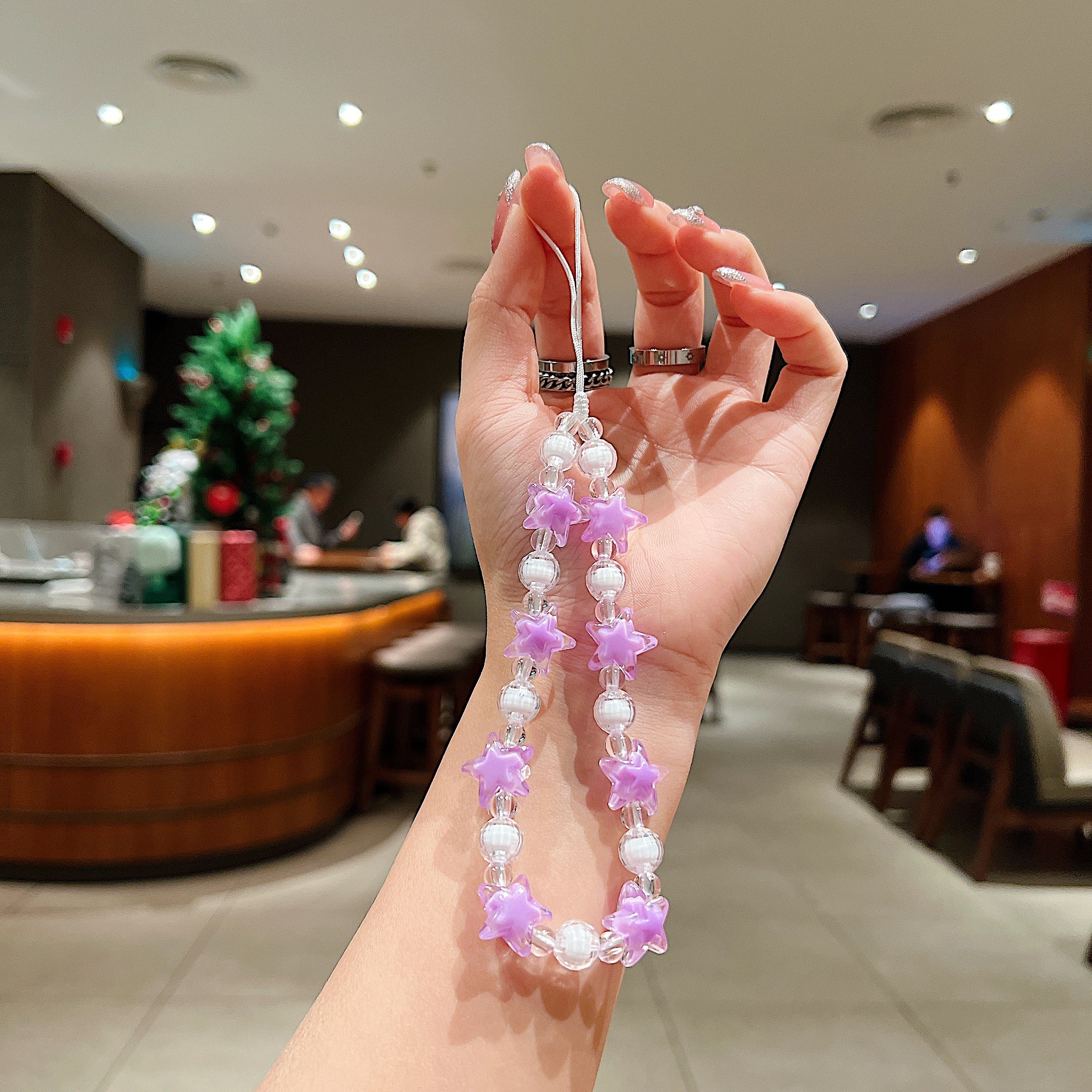 Purple Star Beaded Phone Charm