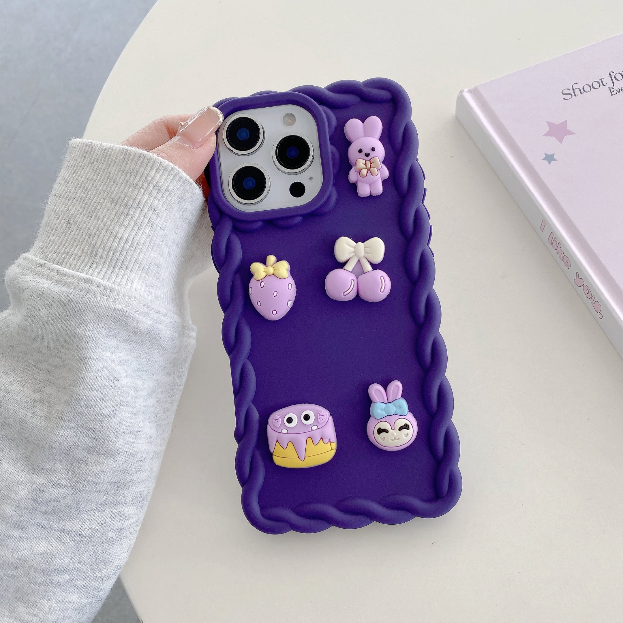 Purple Birthday Articals Silicon Phone Cases For iPhone 15 Plus