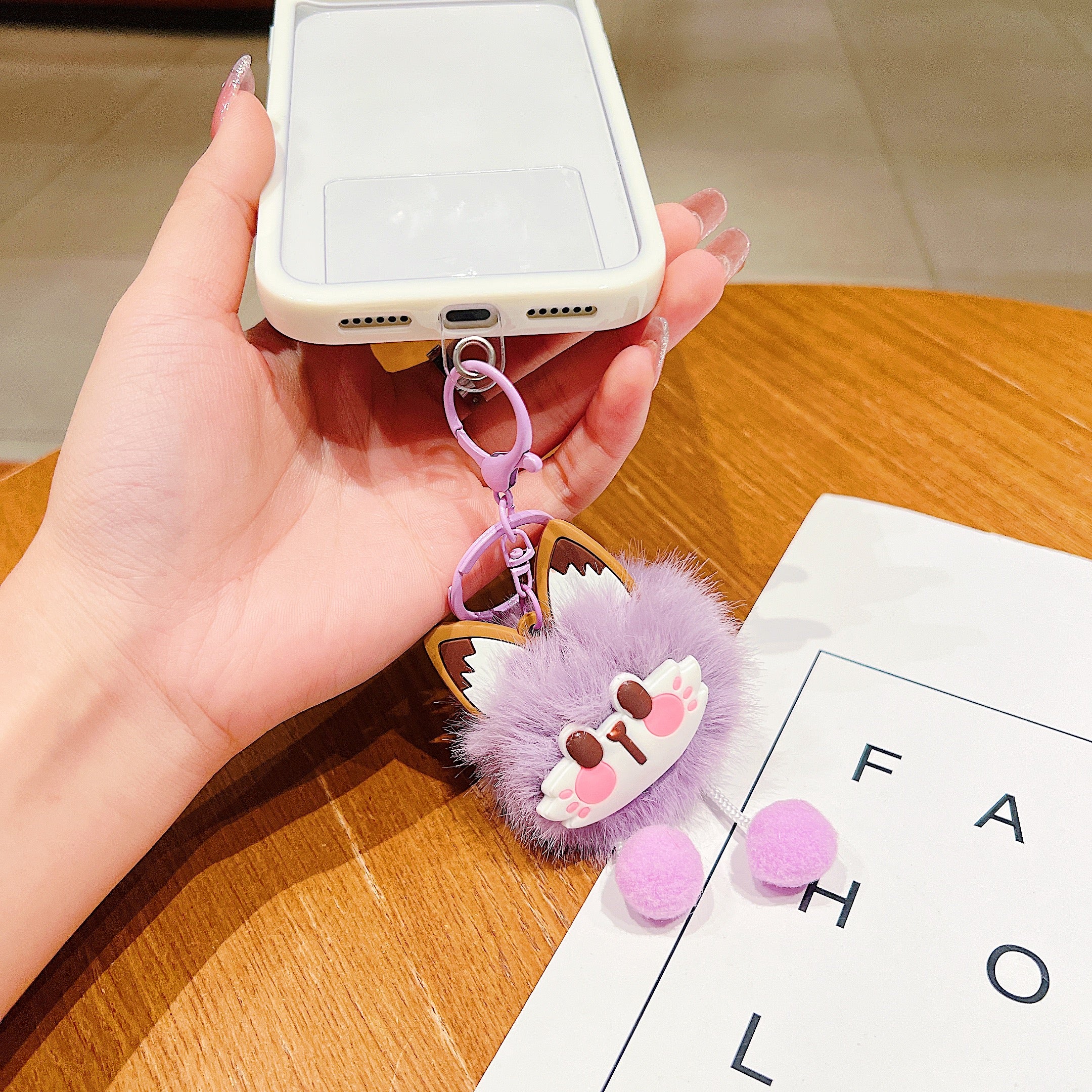 Purple Fluffy Cat Charm