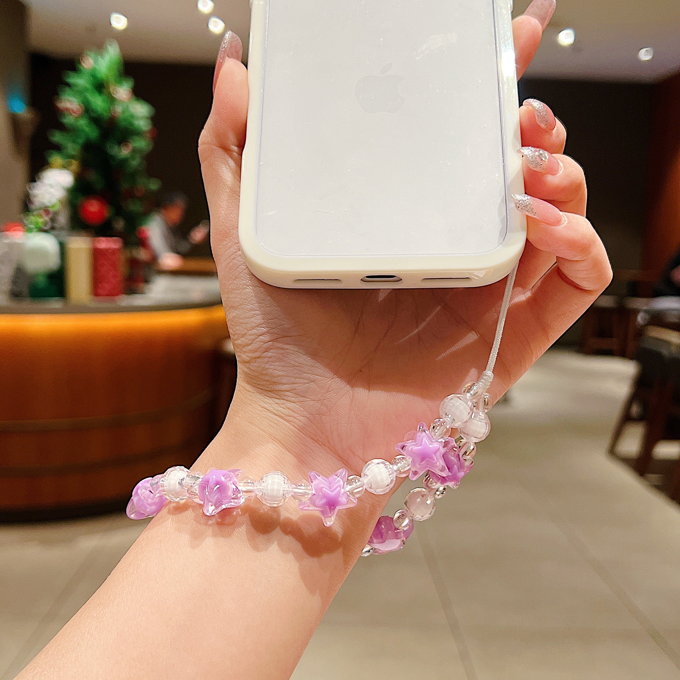 Purple Star Beaded Phone Charm