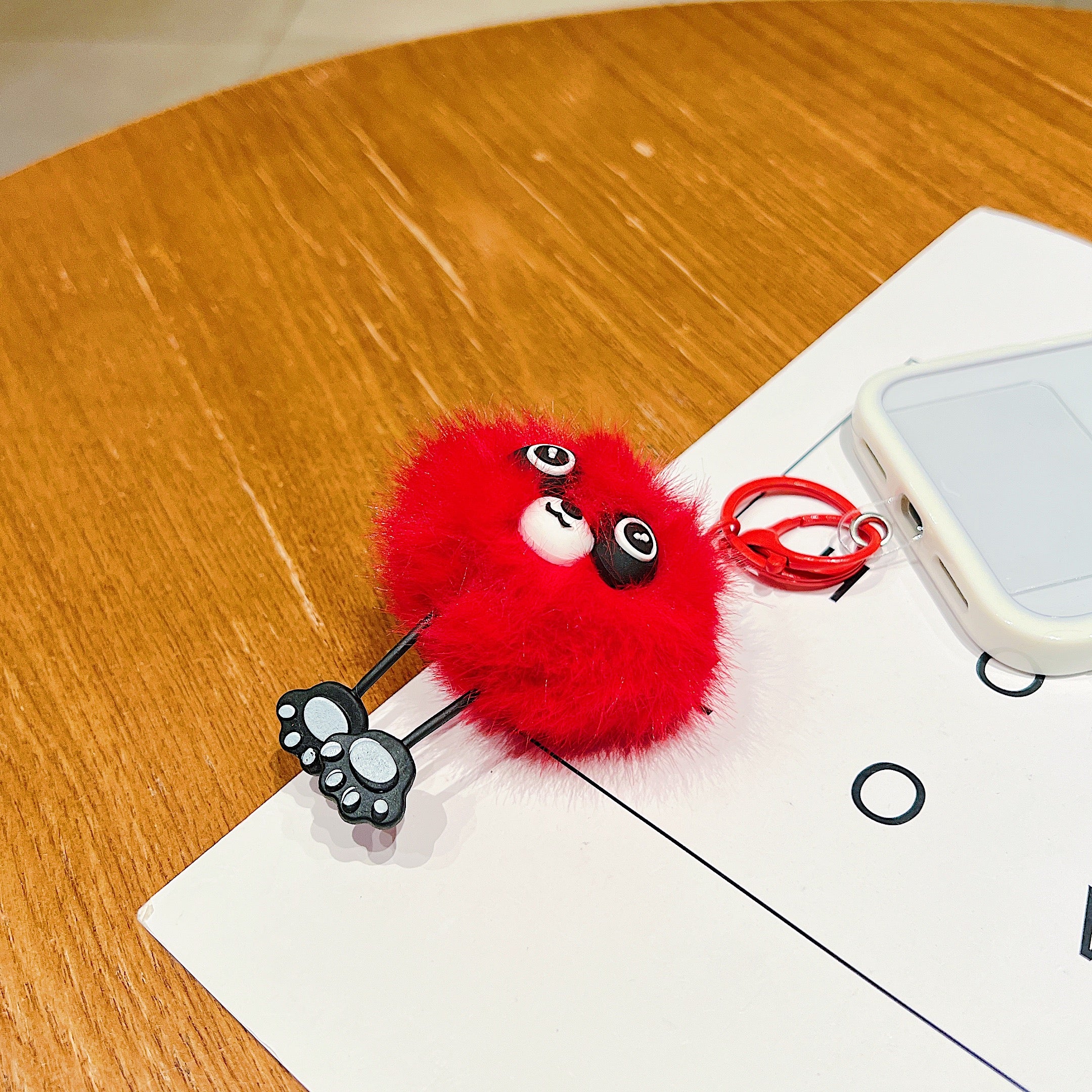 Red Fluffy Panda Charm