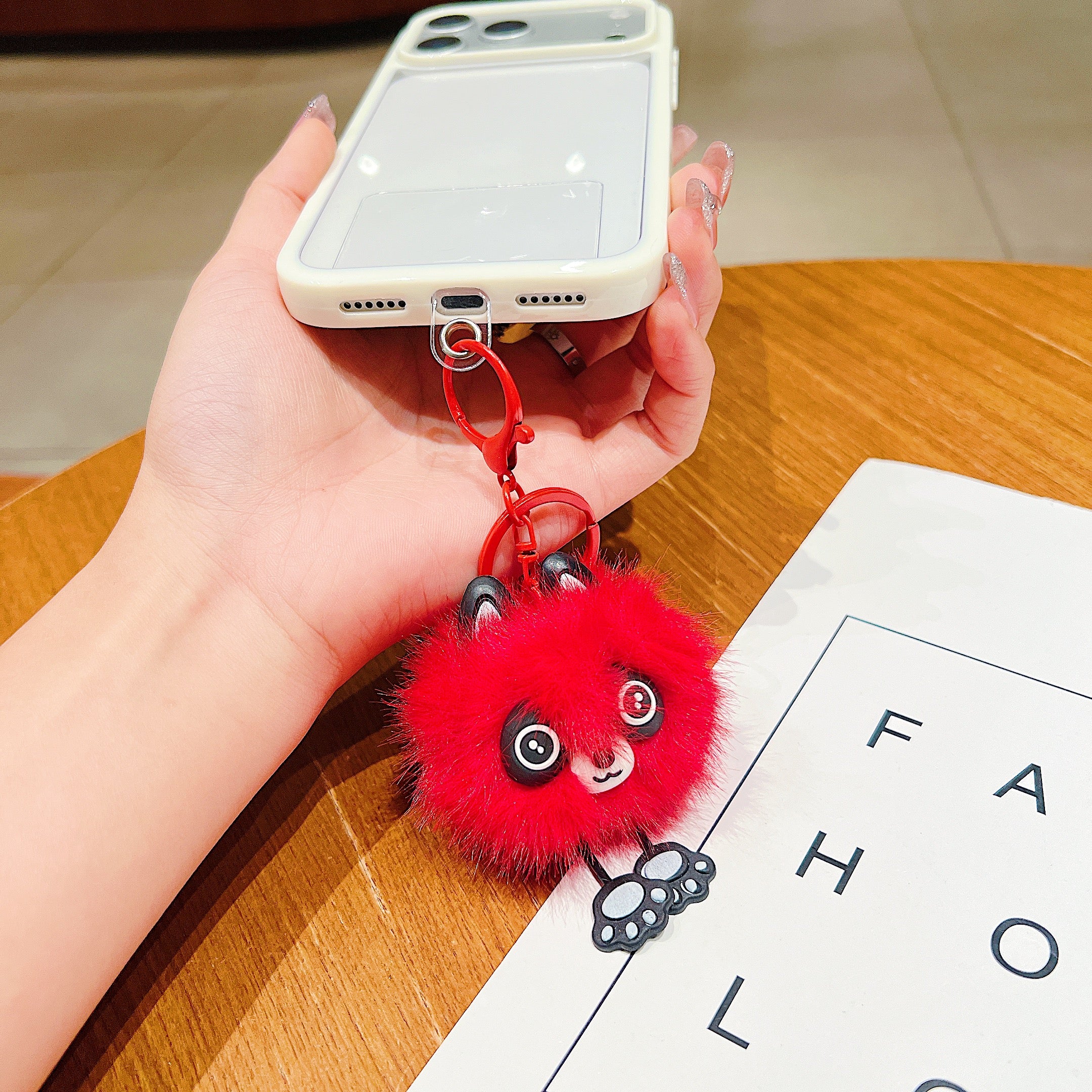 Red Fluffy Panda Charm