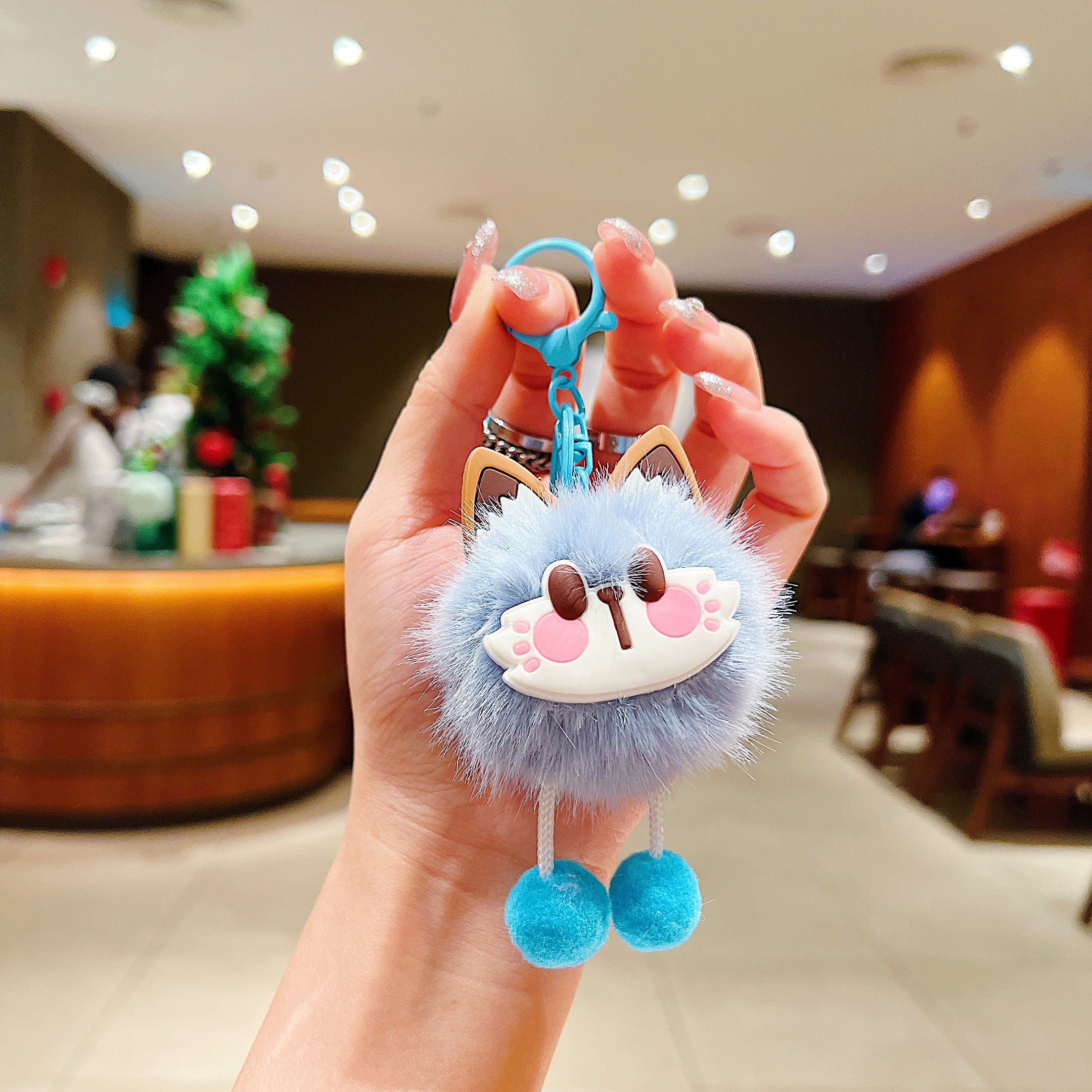 Sky Blue Fluffy Cat Charm