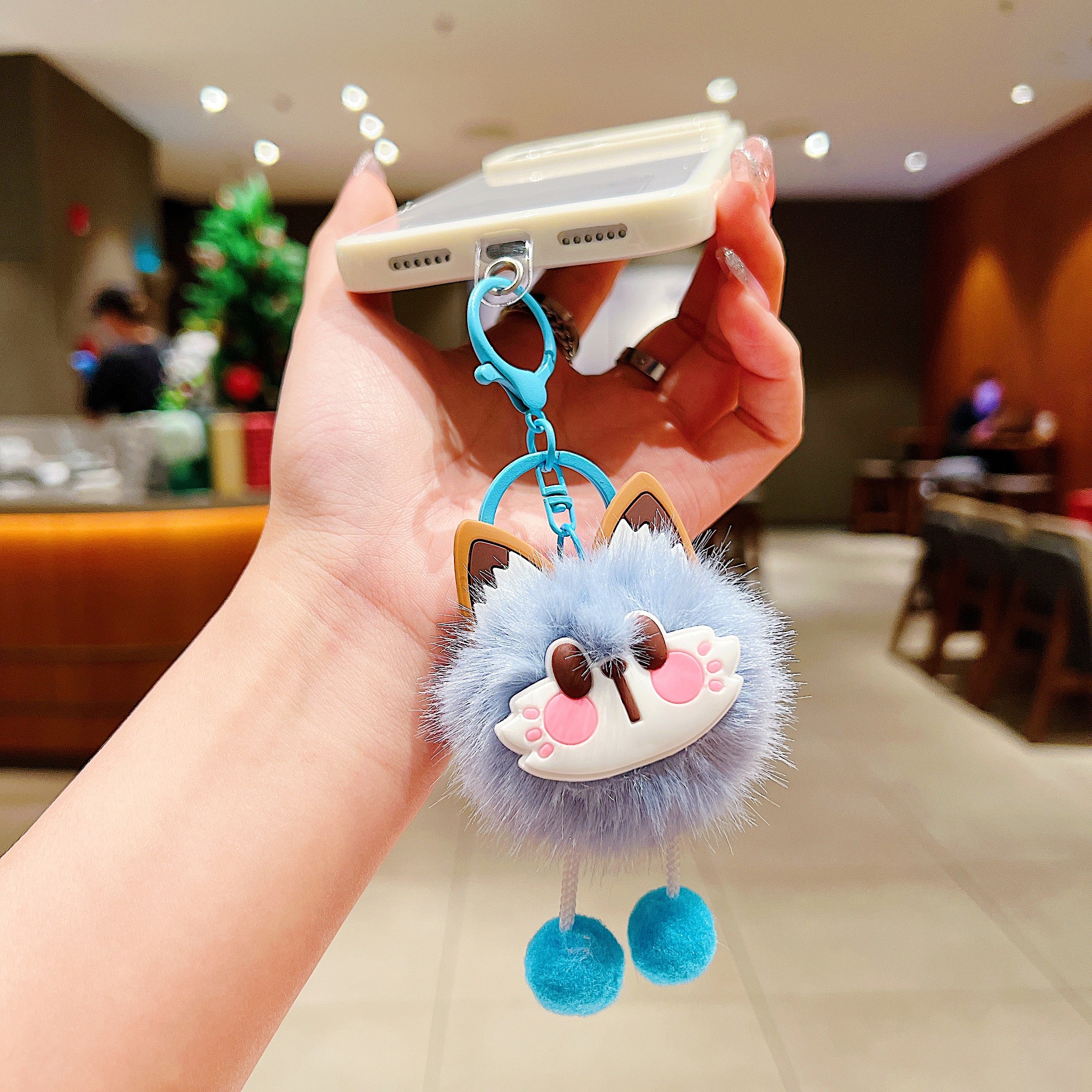 Sky Blue Fluffy Cat Charm
