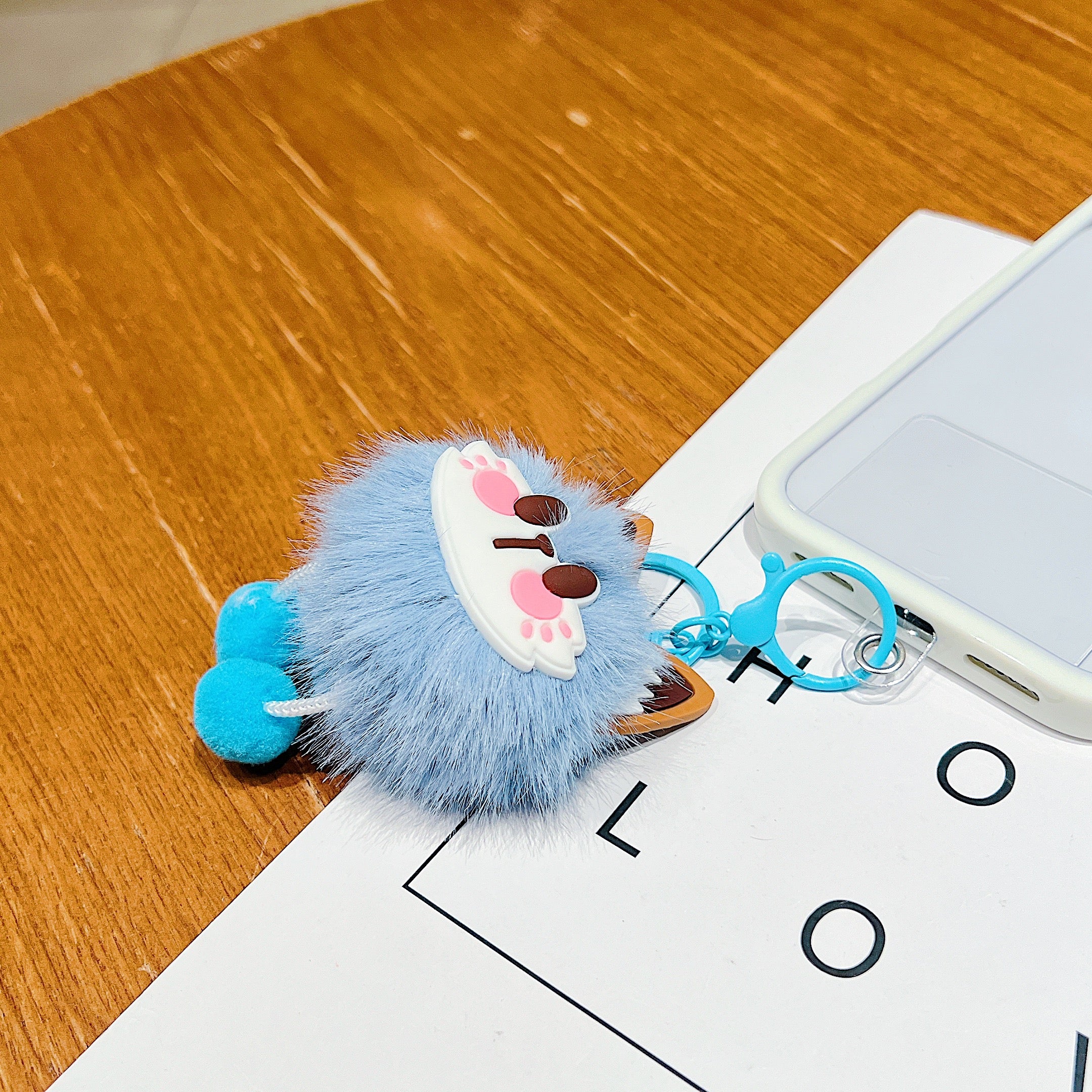 Sky Blue Fluffy Cat Charm