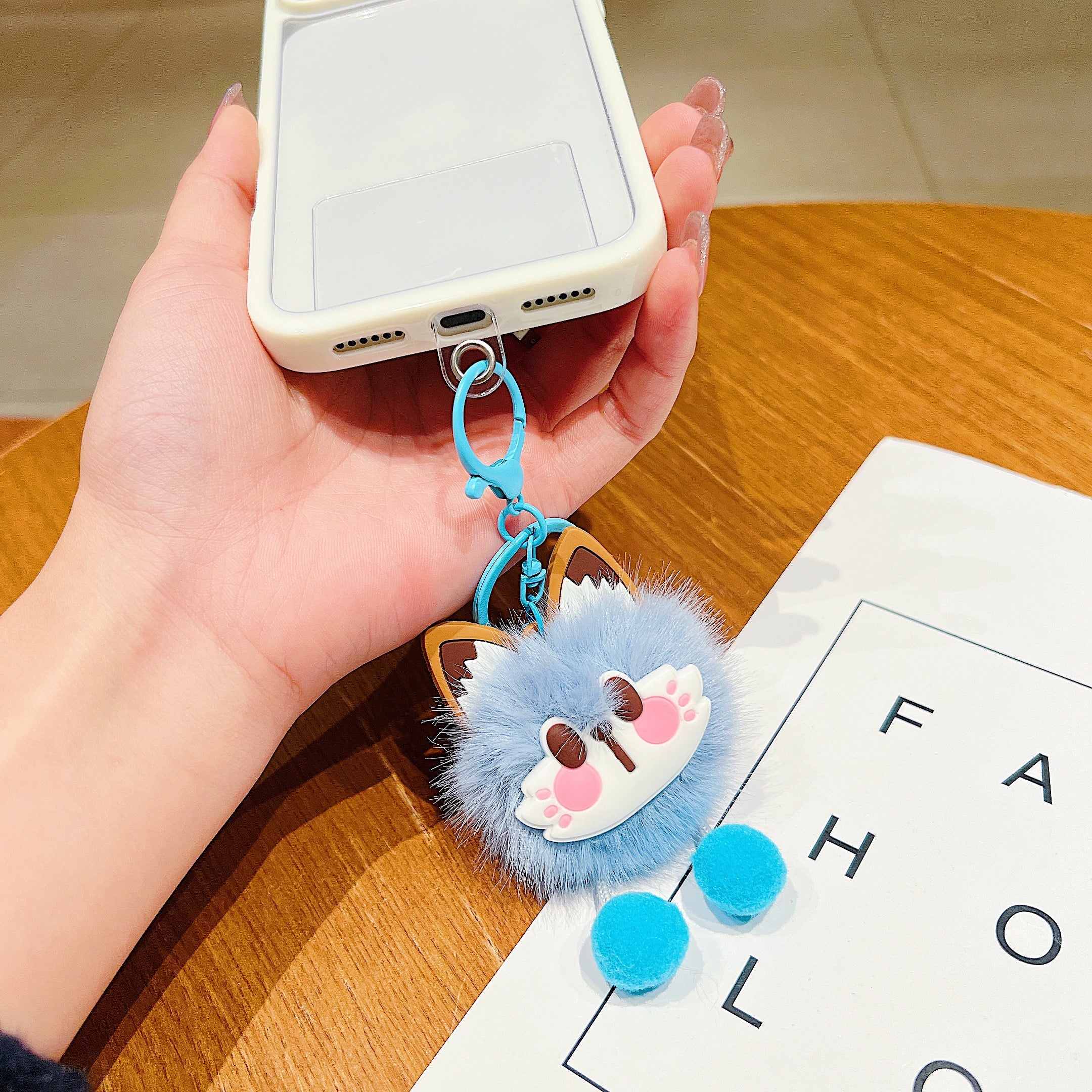 Sky Blue Fluffy Cat Charm