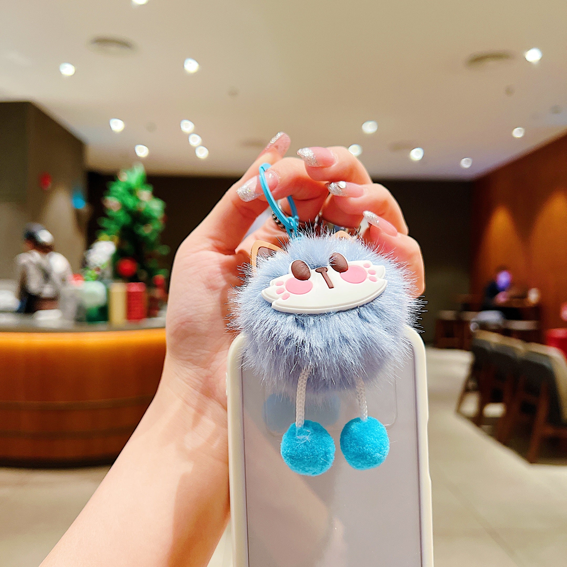 Sky Blue Fluffy Cat Charm