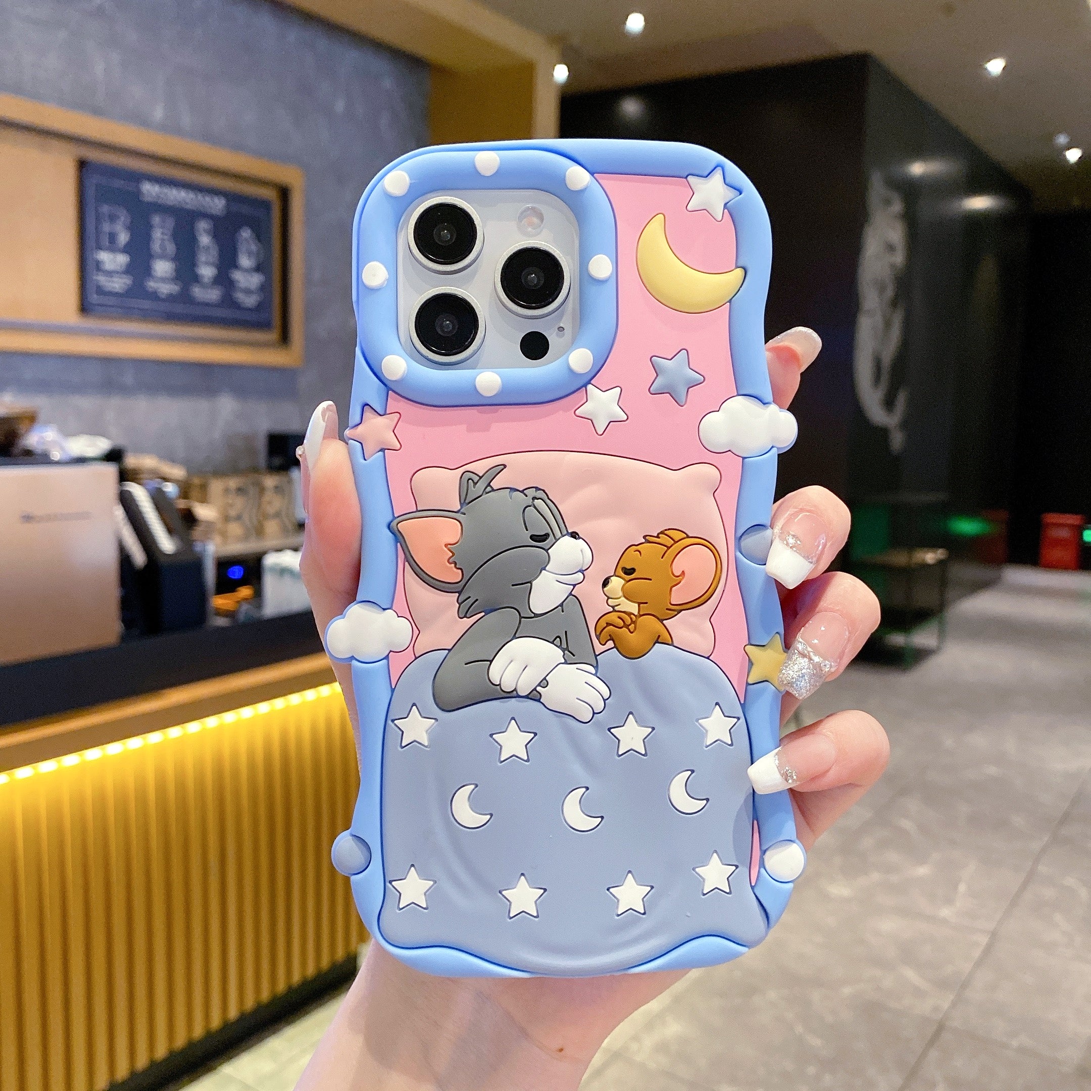 Sleeping Tom & Jerry Silicon Phone Cases For iPhone 15 Plus (Universal Camera Cut)