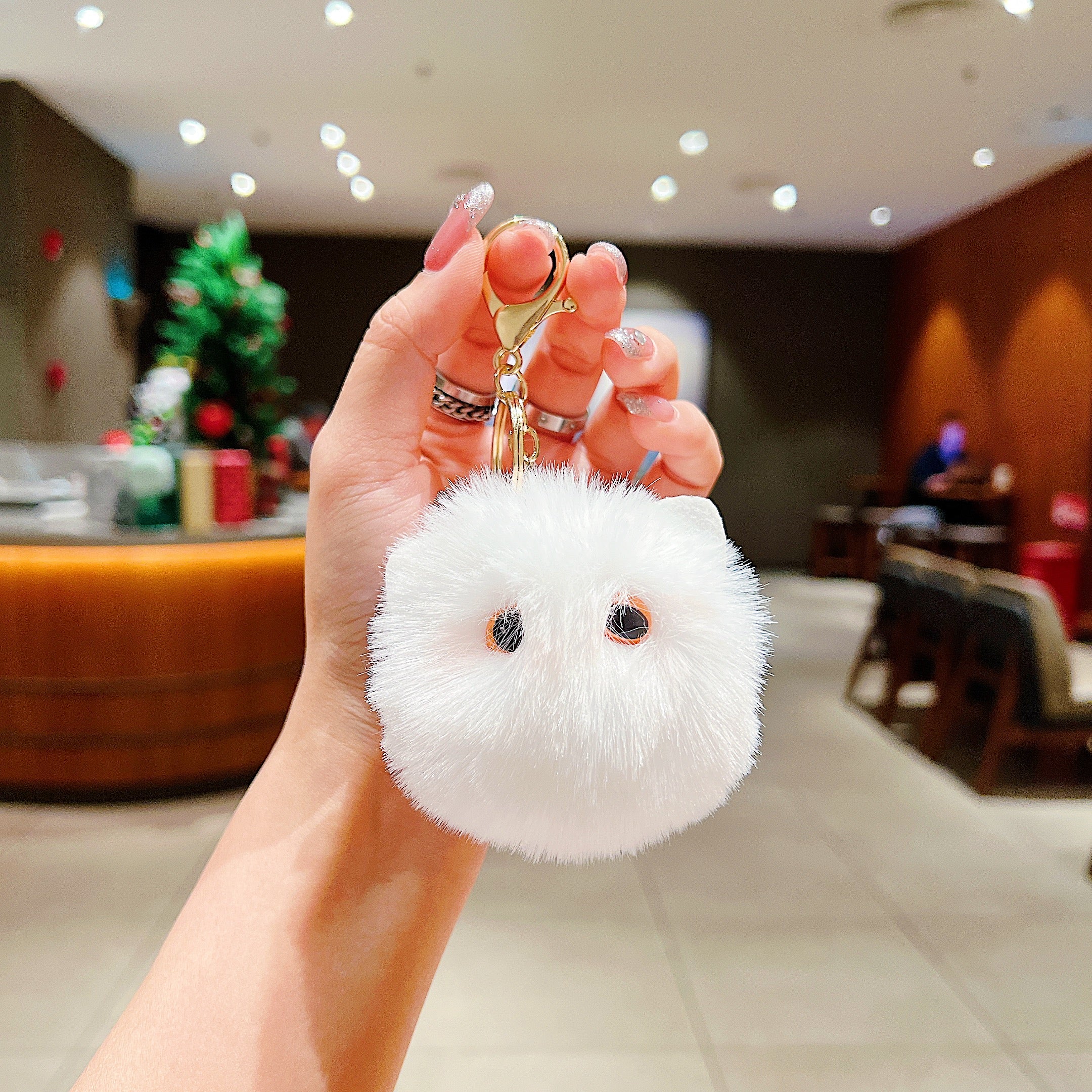 Snow White Fluffy Pom-Pom Charm