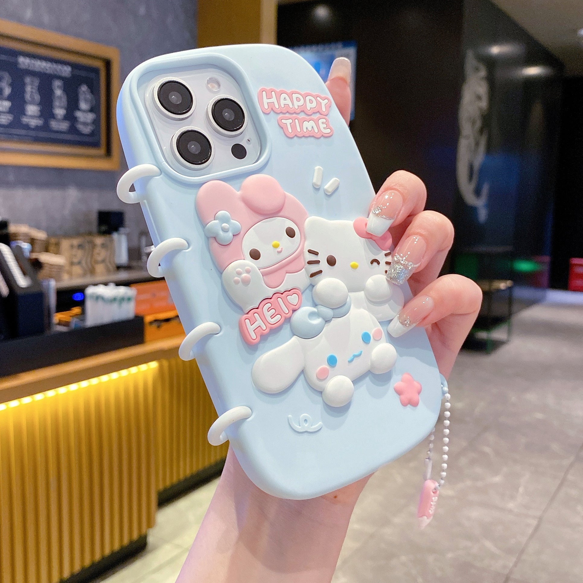 Spiral Happy Time Kitty Silicon Phone Case For iPhone 14 Plus