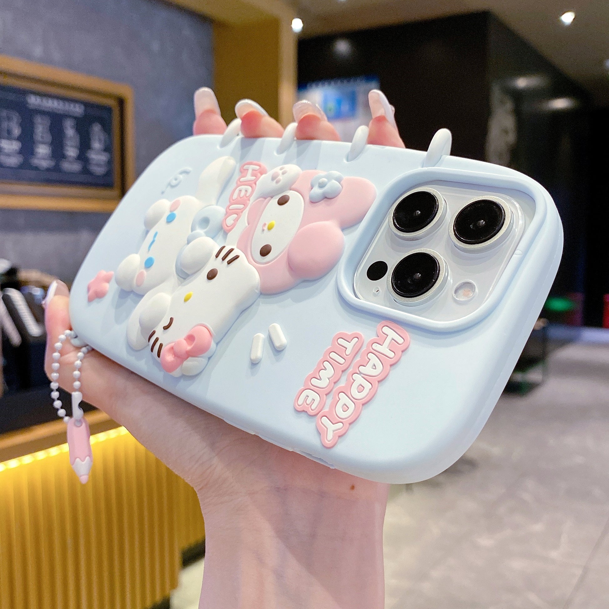 Spiral Happy Time Kitty Silicon Phone Case For iPhone 14 Plus