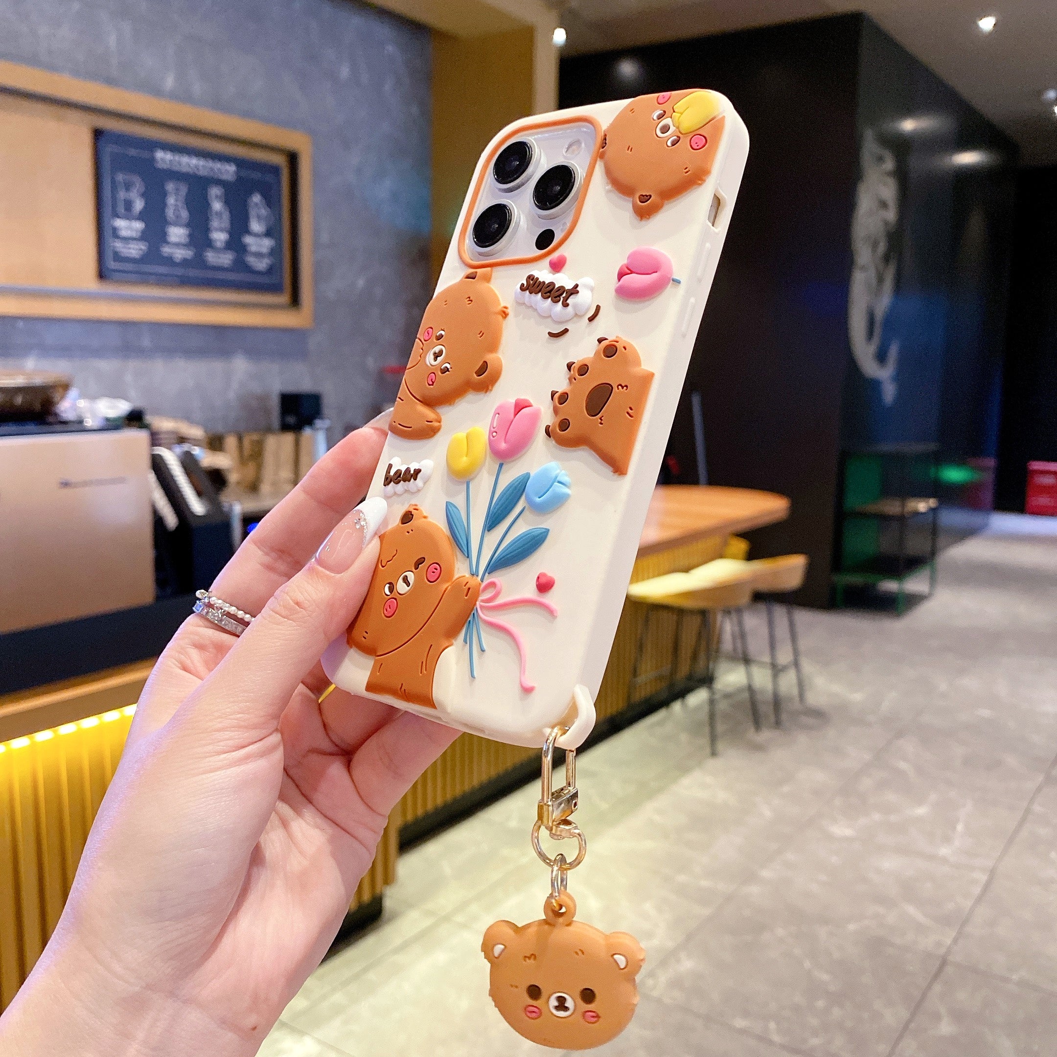 Sweet Tulip Bear With Sweet Charm Silicon Phone Cases For iPhone 14 Plus