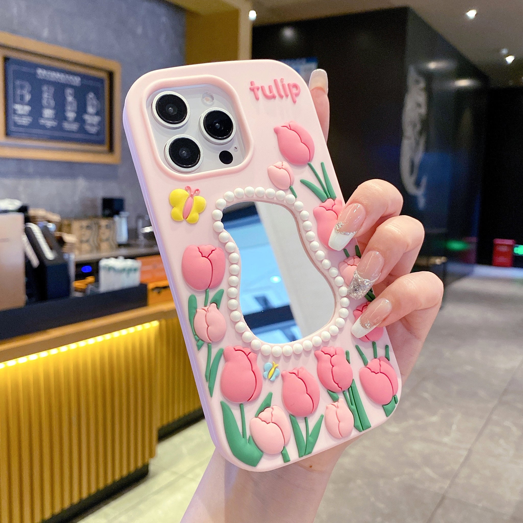Tulip Mirror Silicon Phone Case For iPhone 15 Plus (Universal Camera Cut)