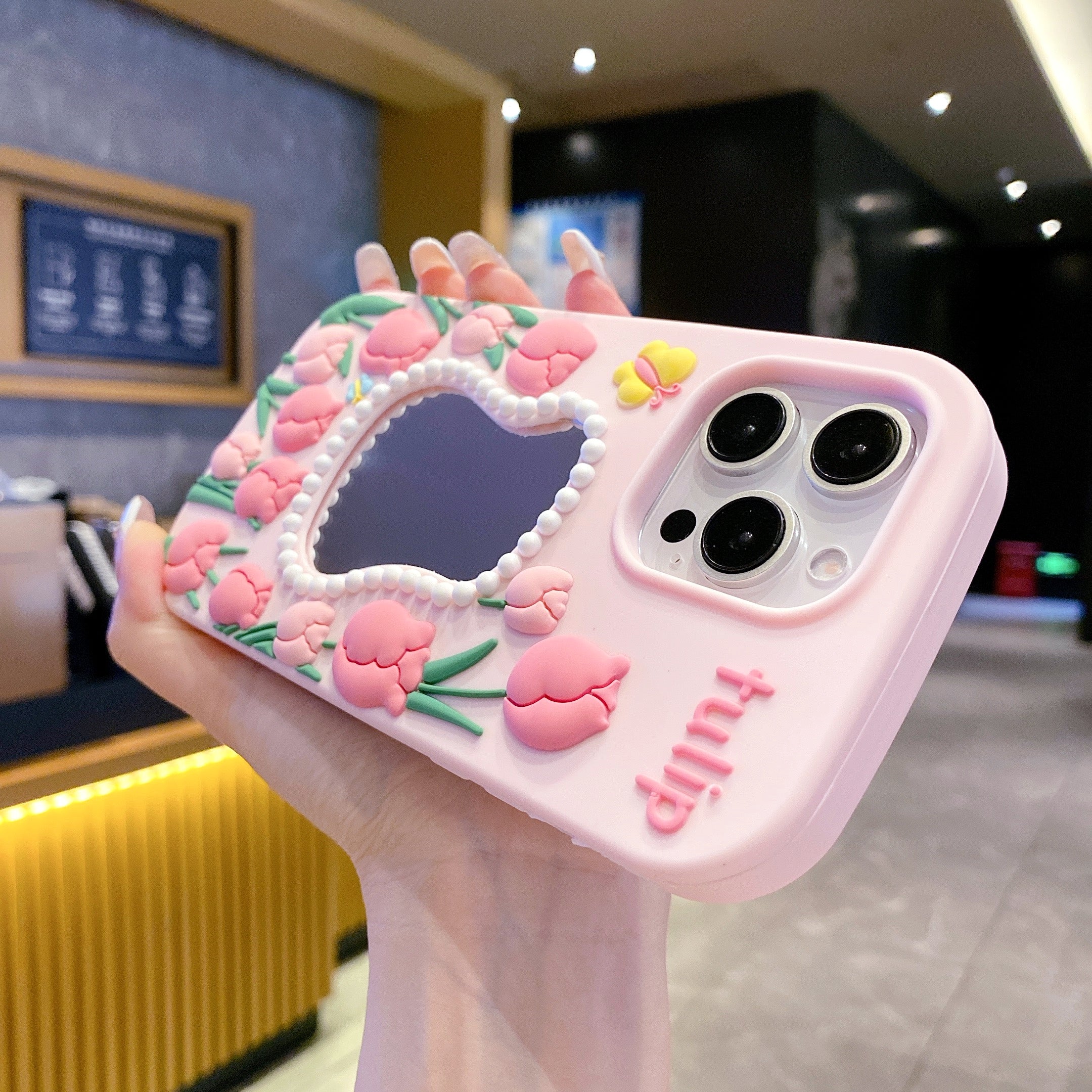 Tulip Mirror Silicon Phone Case For iPhone 15 Plus (Universal Camera Cut)
