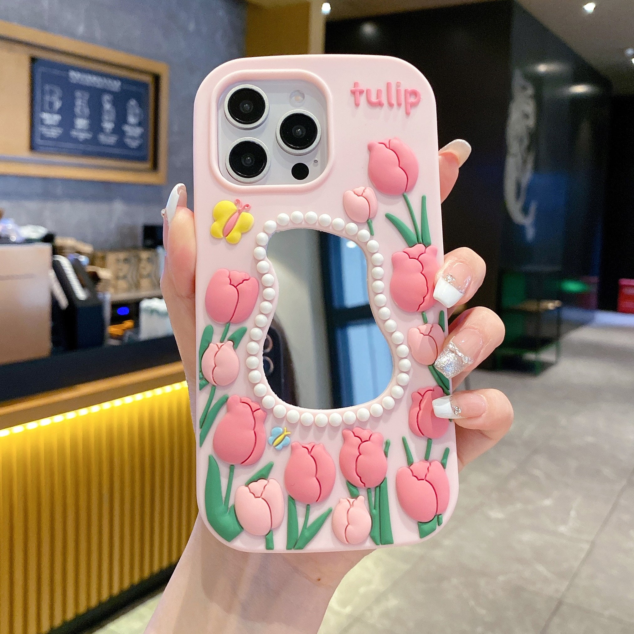 Tulip Mirror Silicon Phone Case For iPhone 15 Plus (Universal Camera Cut)