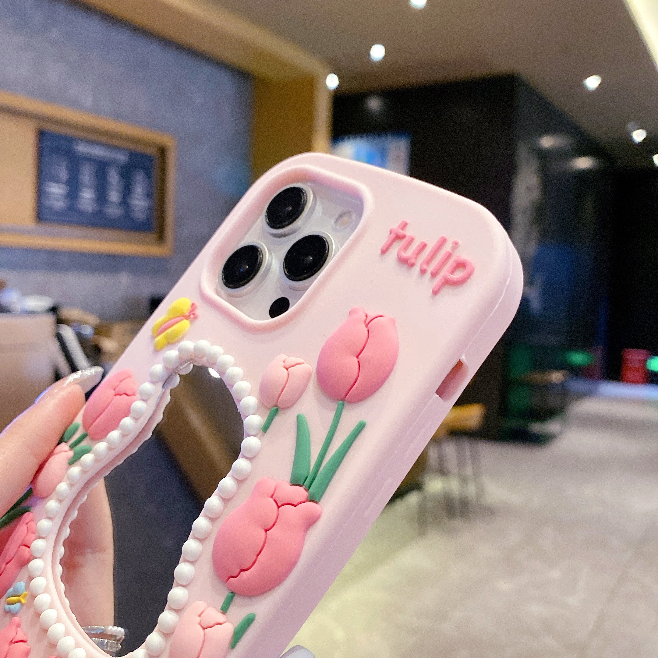 Tulip Mirror Silicon Phone Case For iPhone 15 Plus (Universal Camera Cut)