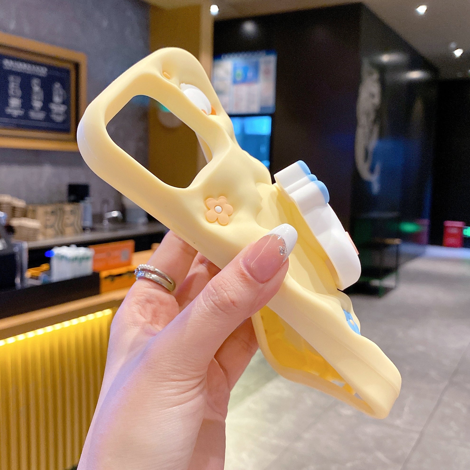 Yellow Duck With Holder Silicon Phone Cases For iPhone 15