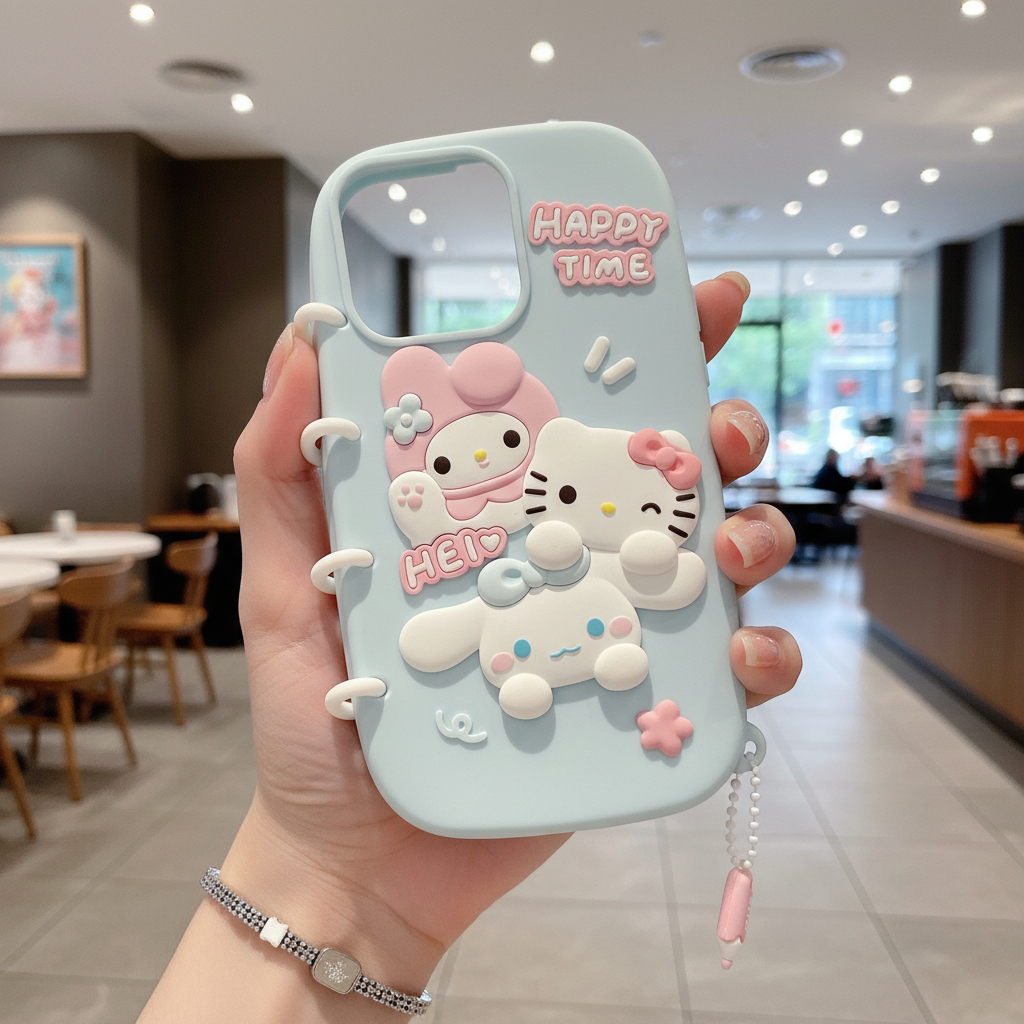 Spiral Happy Time Kitty Silicone Phone Case