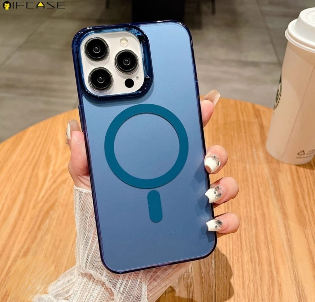 Blue Luxury Smoky Phone Case With Magsafe For iPhone 11 Pro