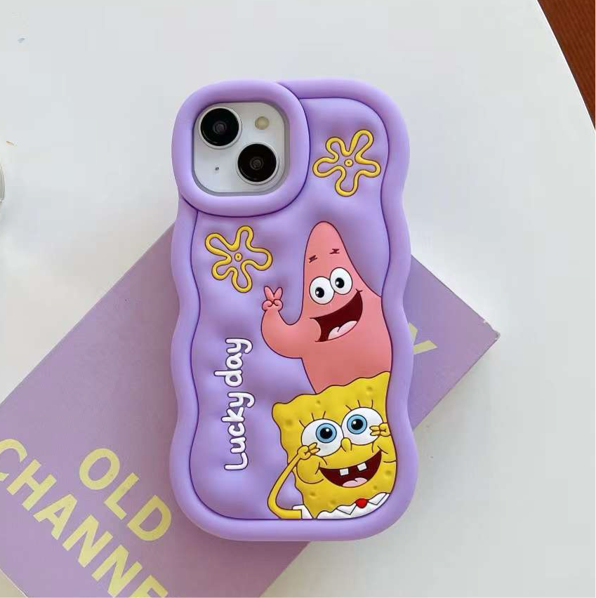 SpongeBob and Patrick Silicon Phone Cases For iPhone 15 Pro