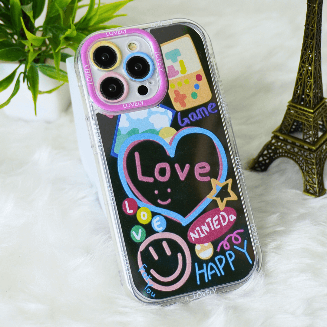 Happy Love Game With Mirror Silicon Phone Case For iPhone 11 Pro Max