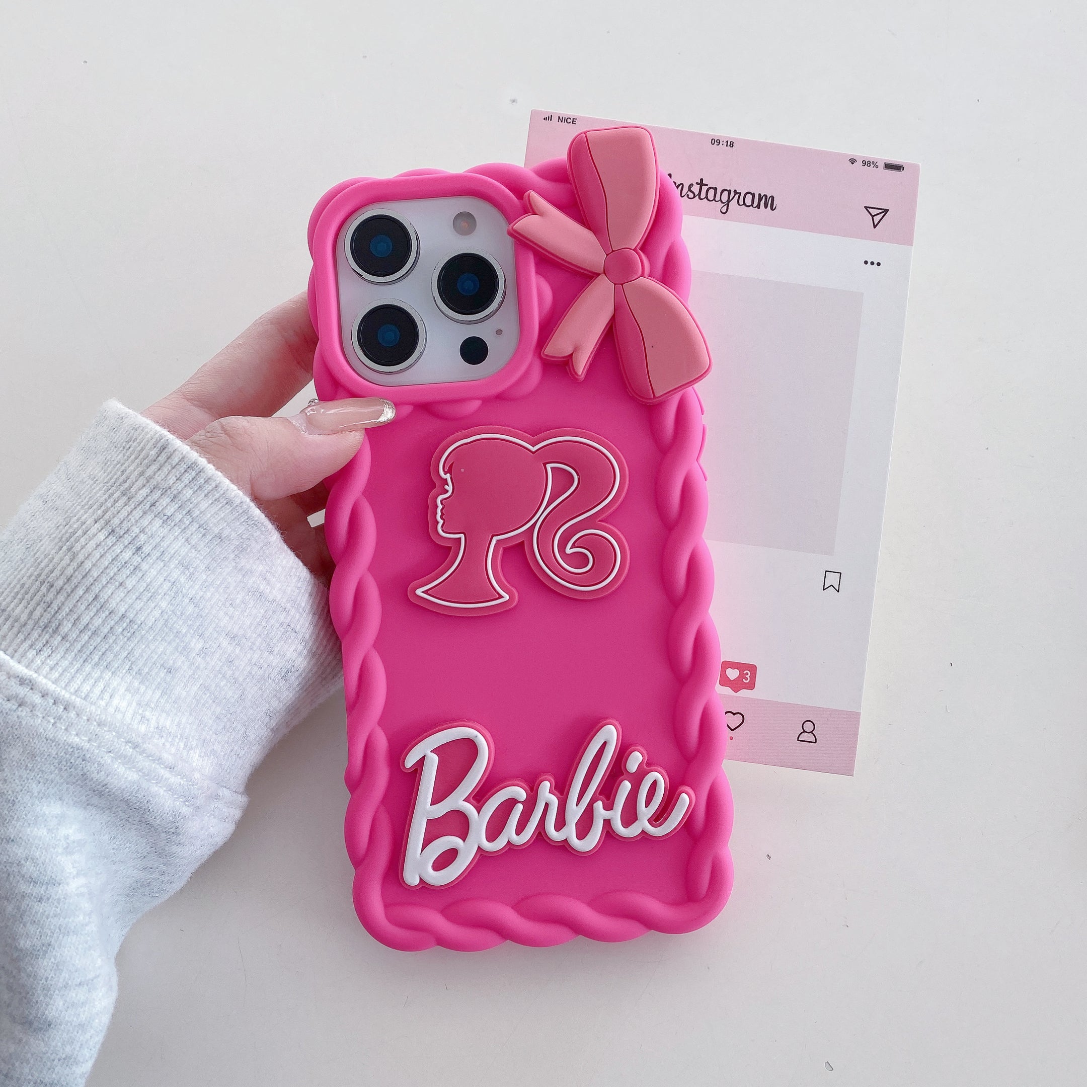 Barbie Doll With 3D Bow Silicon Phone Cases For iPhone 16 Pro Max