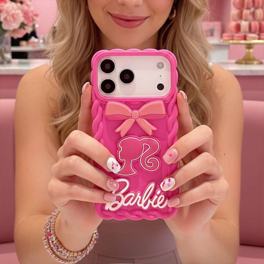 Barbie Doll With 3D Bow Silicon Phone Cases For iPhone 17 Pro Max