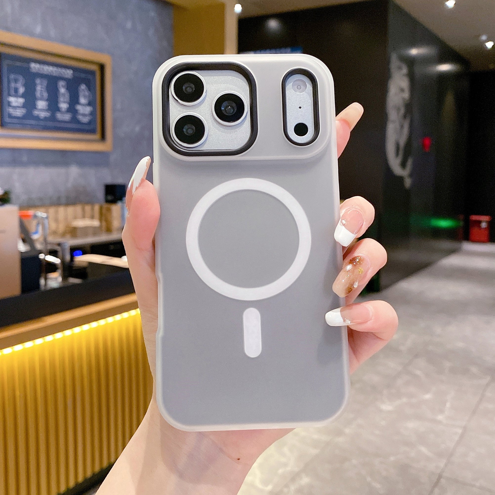 Black Fog With White MagSafe Ring Silicone Case For iPhone 13
