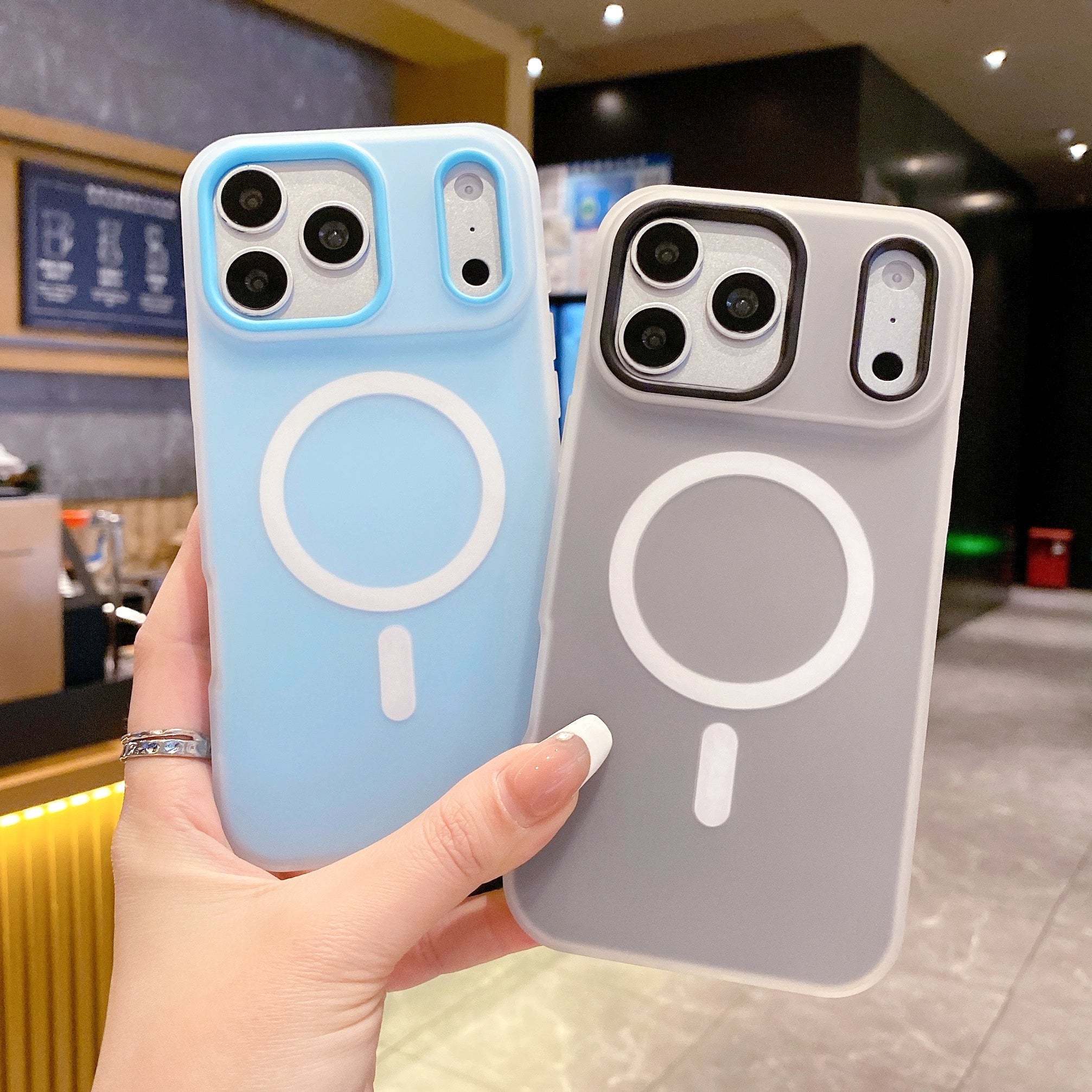 Black Fog With White MagSafe Ring Silicone Case For iPhone 17 Pro Max