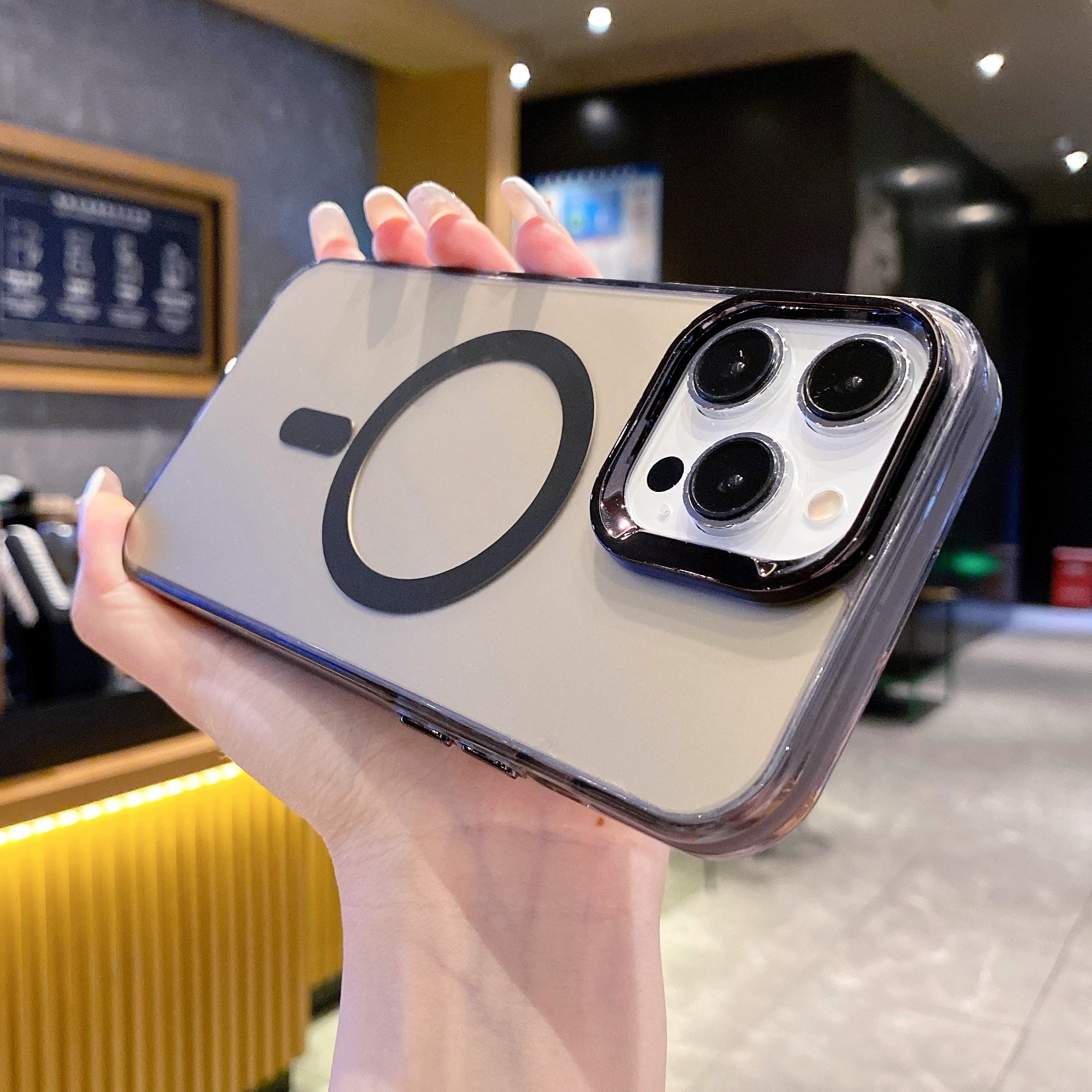 Black Luxury Smoky Phone Case With Magsafe For iPhone 15 Plus
