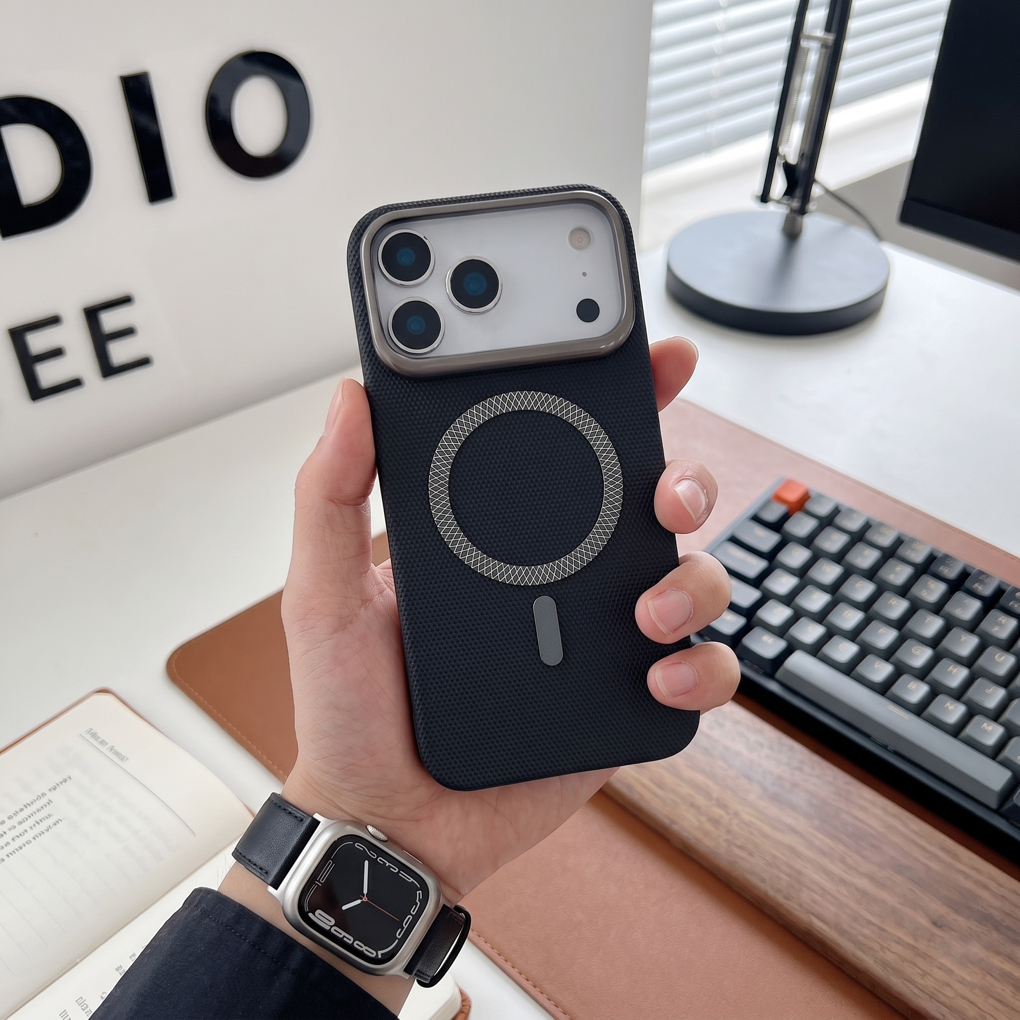 Black Rainbow Romance Bling Case Handcrafted Holographic Word Art Phone Shield