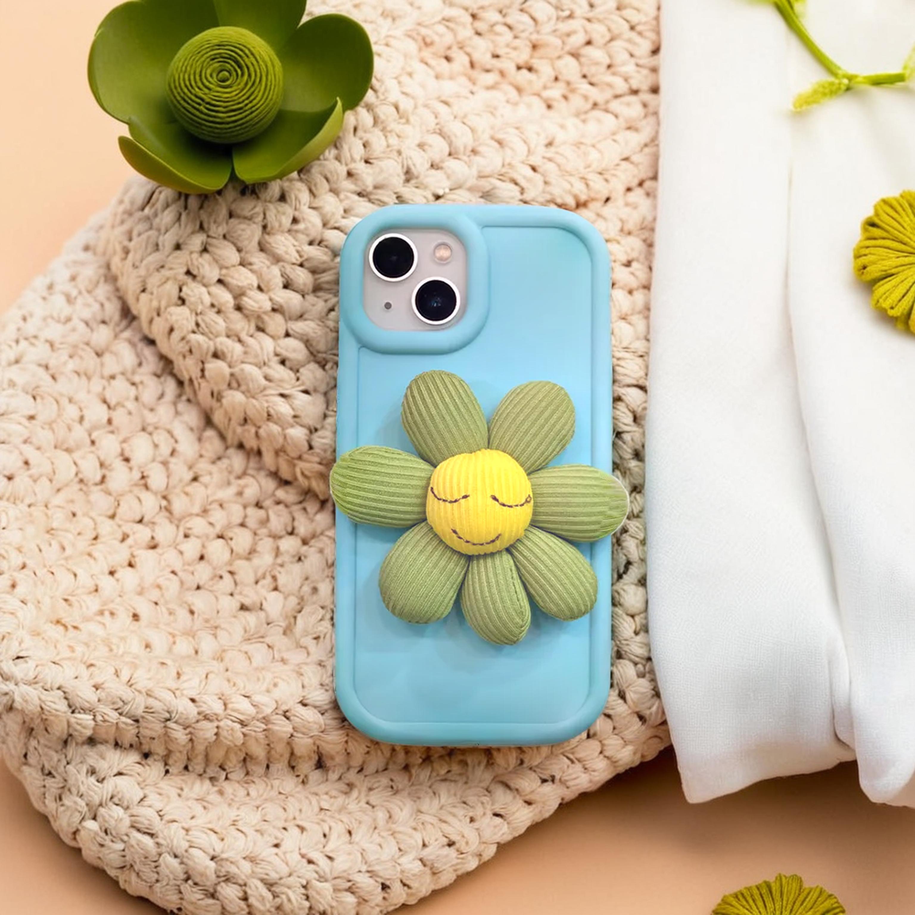 Bright Blue Silicon With Sunflower Phone Cases
