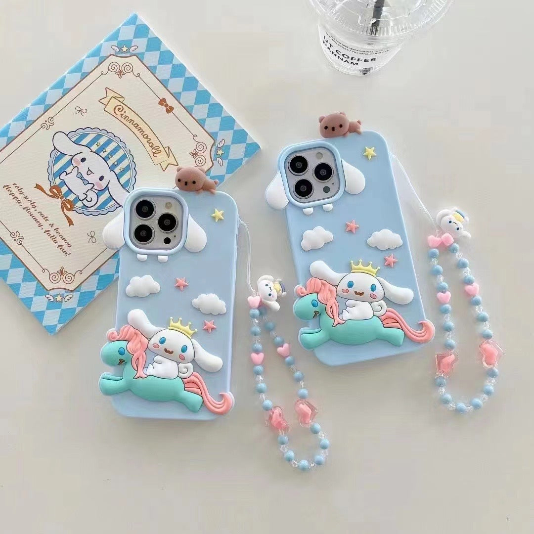 Cute 3D Unicorn Lanyard Silicon Phone Cases For iPhone 15 Pro Max