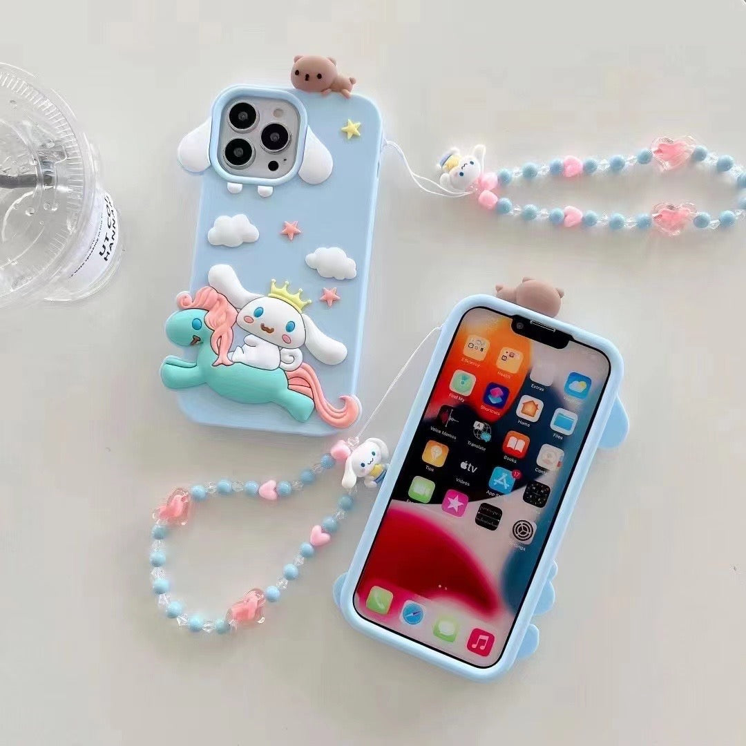 Cute 3D Unicorn Lanyard Silicon Phone Cases For iPhone 13