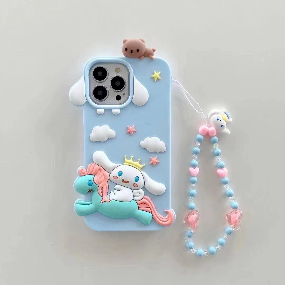 Cute 3D Unicorn Lanyard Silicon Phone Cases For iPhone 15 Plus