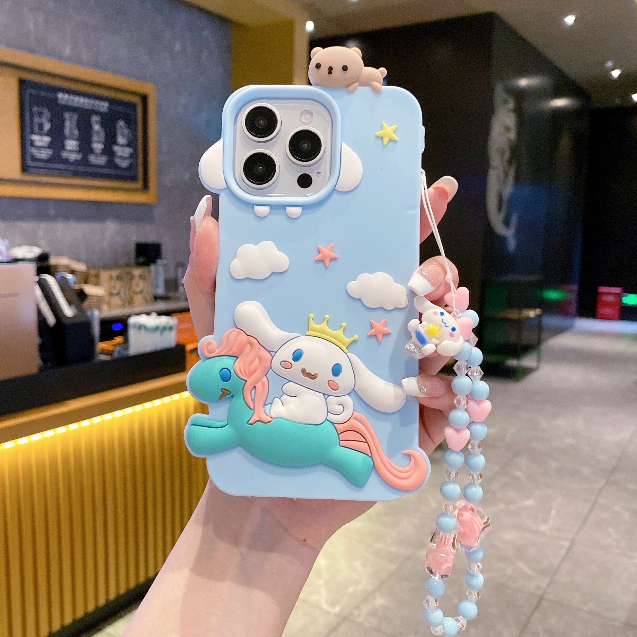 Cute 3D Unicorn Lanyard Silicon Phone Cases For iPhone 16 Pro Max