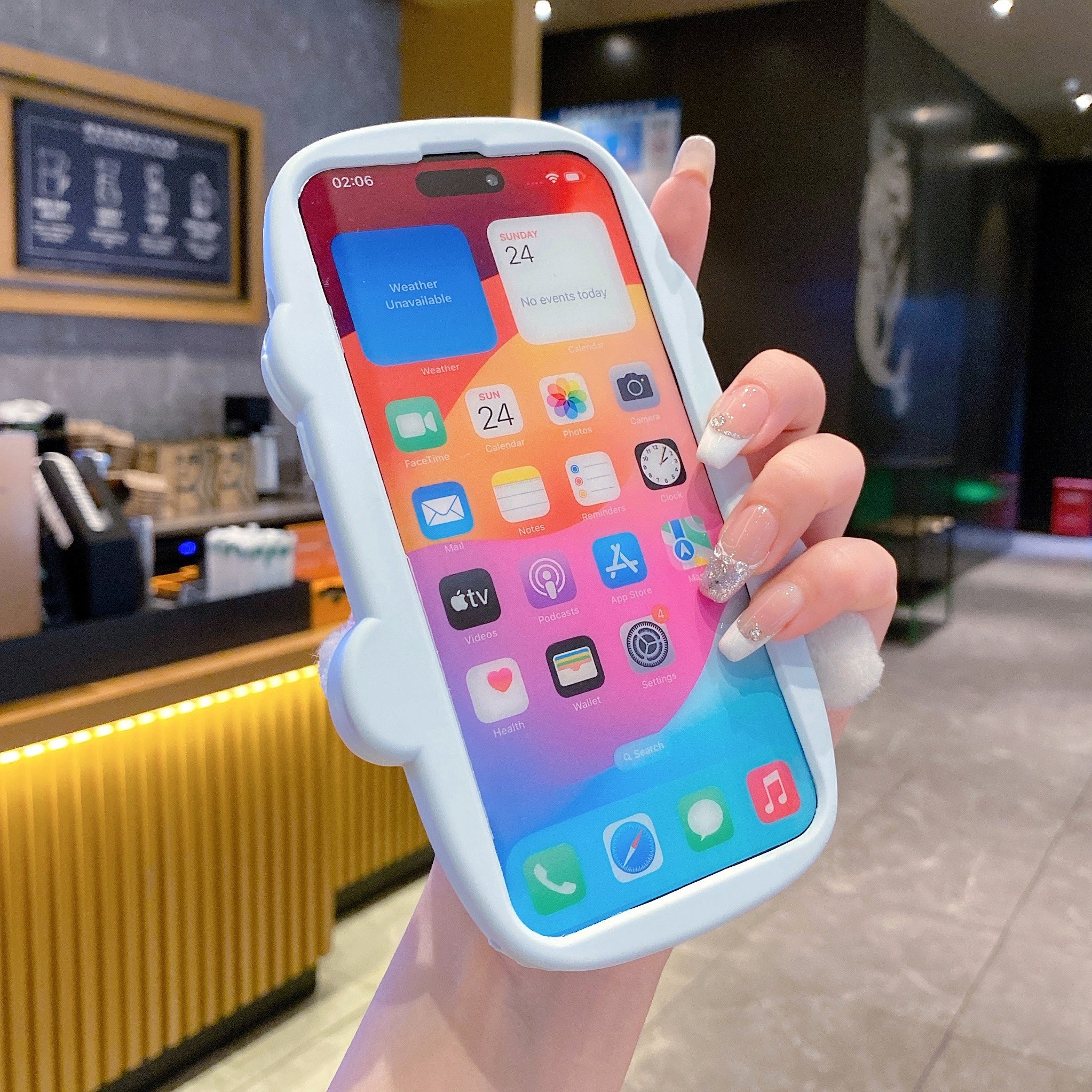 Cute Bear With Scarf Silicon Phone Case For iPhone 16 Pro Max