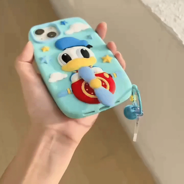 Flying Donald Duck Silicon Phone Case For iPhone 15 Plus (Universal Camera Cut)