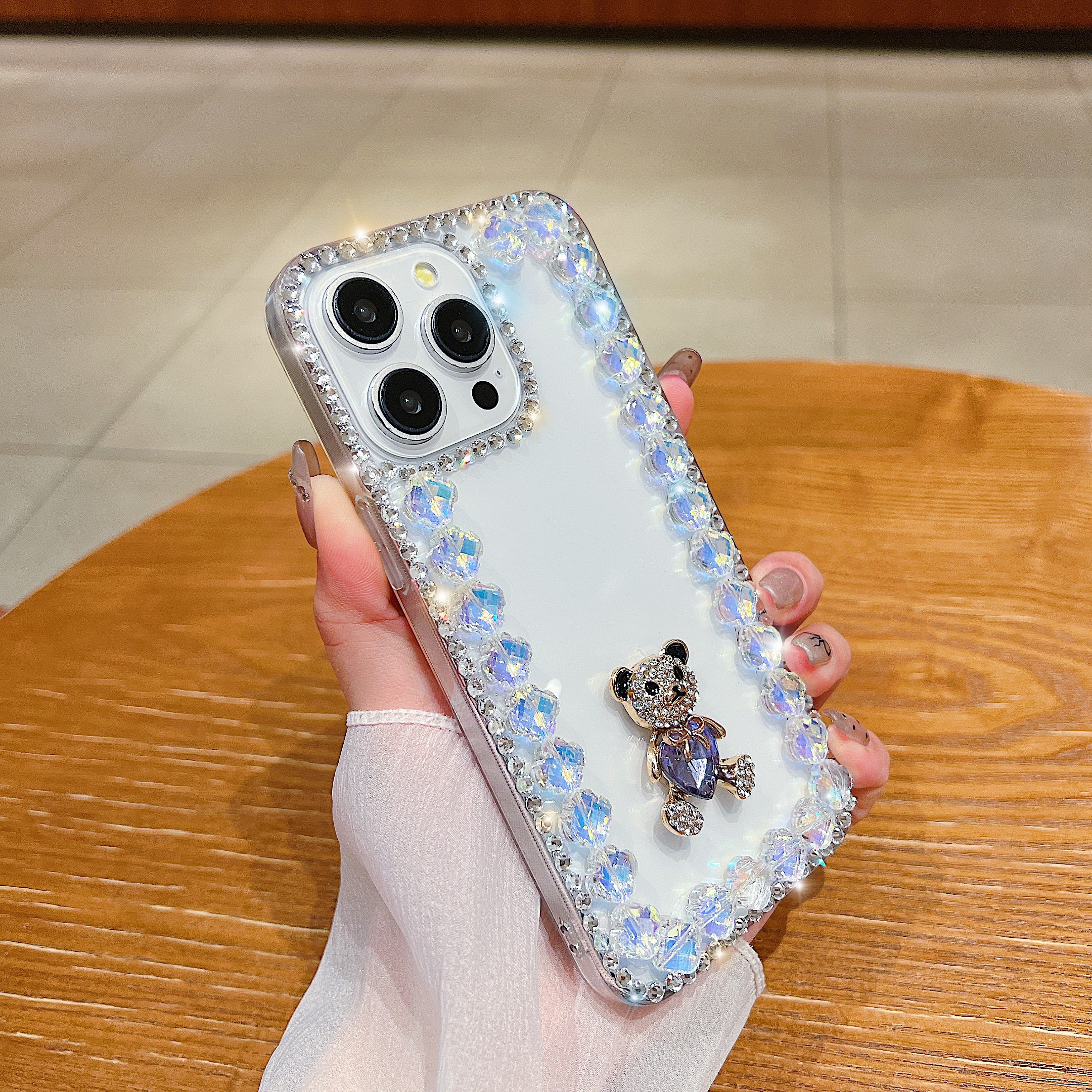 Dimond Bear Silicon Phone Case For iPhone 15 Pro