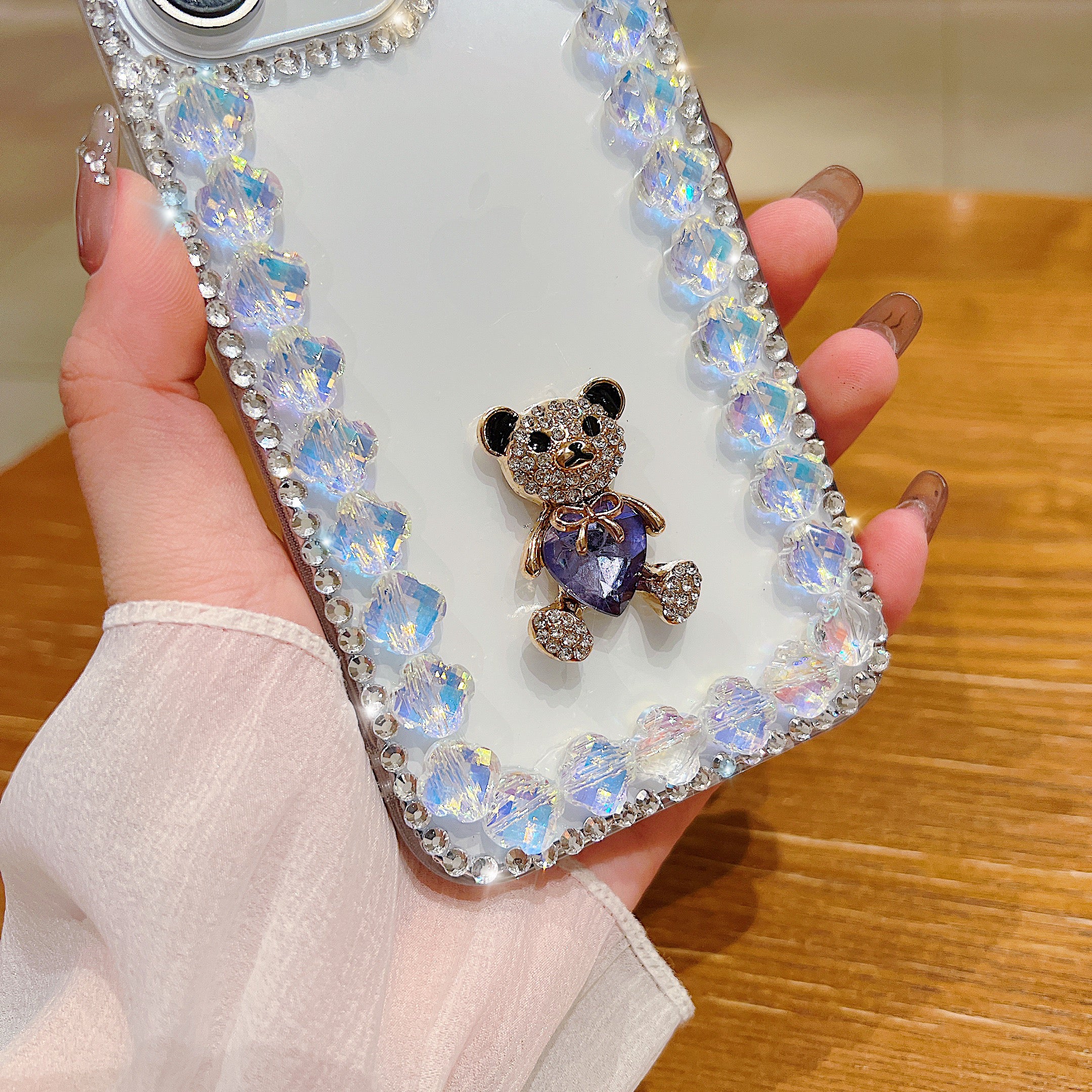 Dimond Bear Silicon Phone Case For iPhone 15 Plus