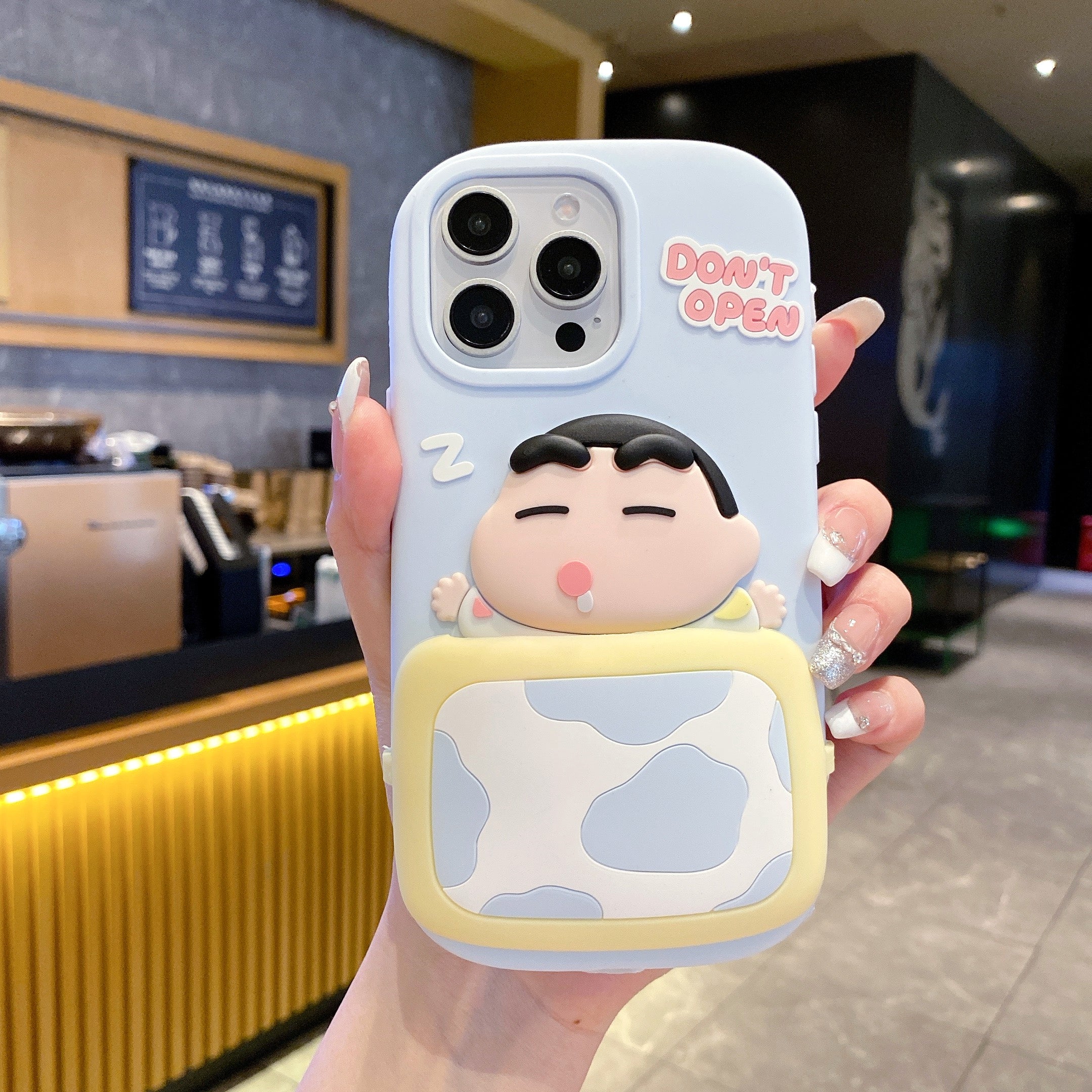 Don't Open Shinchan Silicon Phone Case For iPhone 16 Pro Max