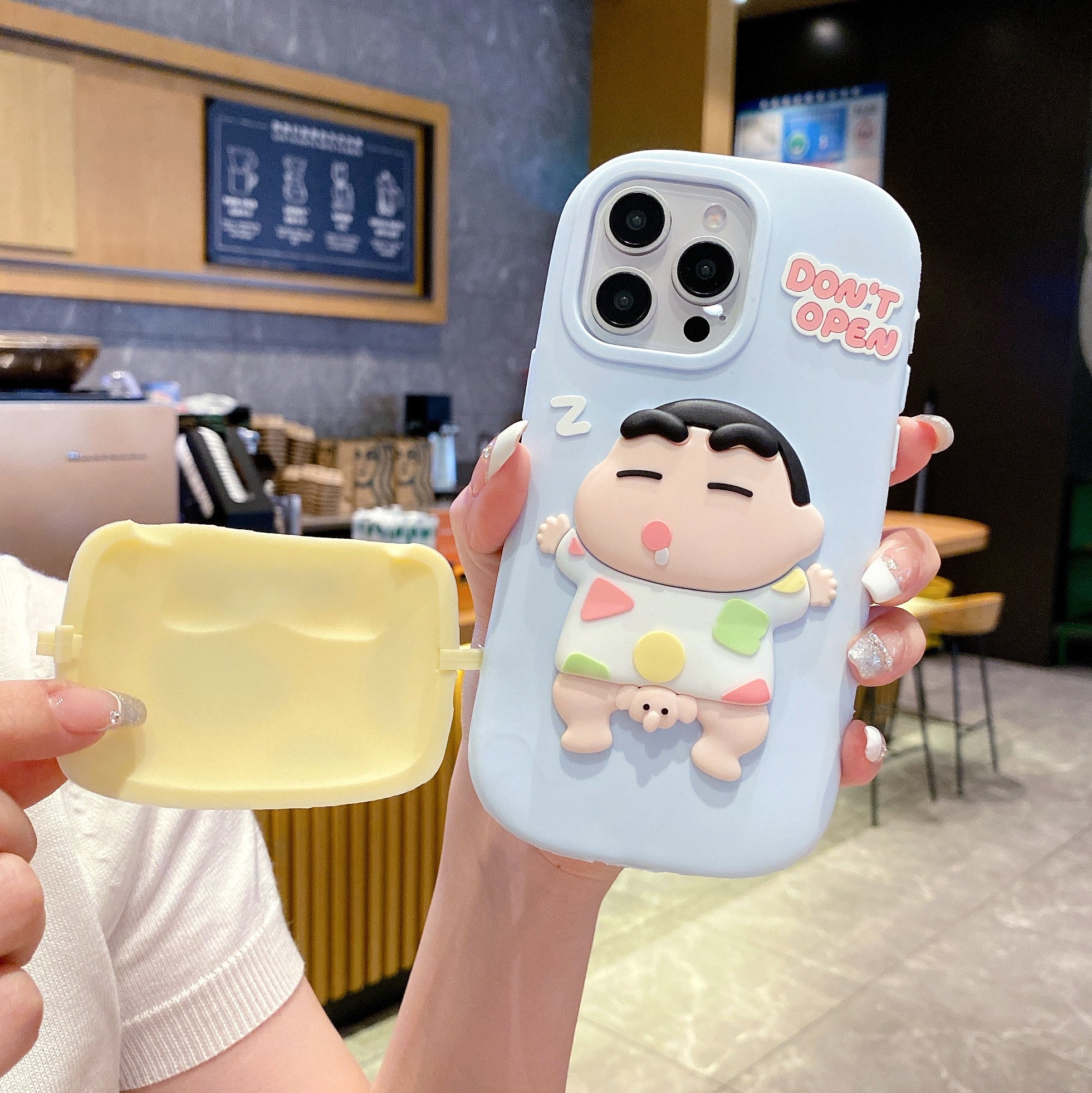 Don't Open Shinchan Silicon Phone Case For iPhone 16 Pro Max