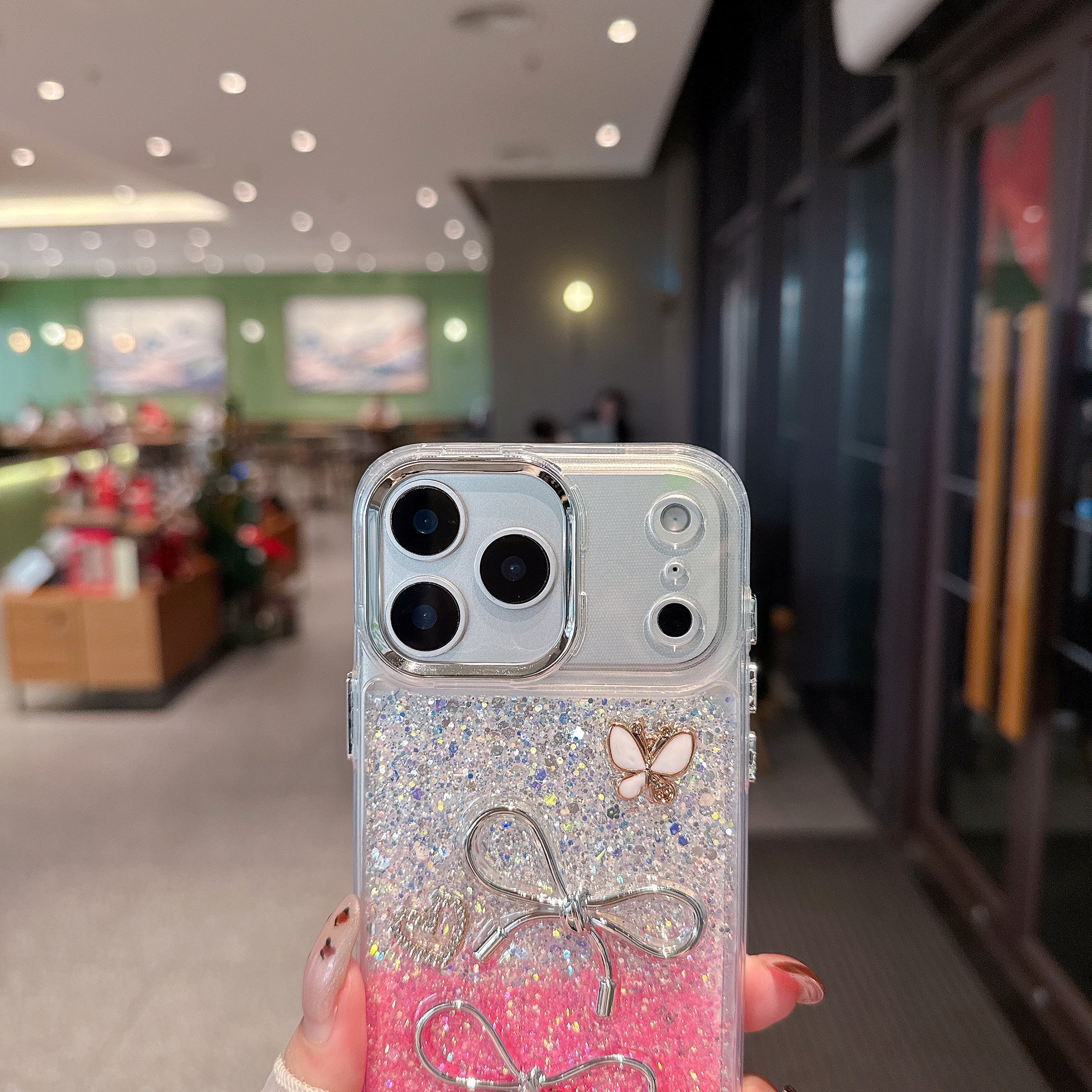 Fairy Bow Dreamy Silver Pink Silicone Phone Case For iPhone 17 Air