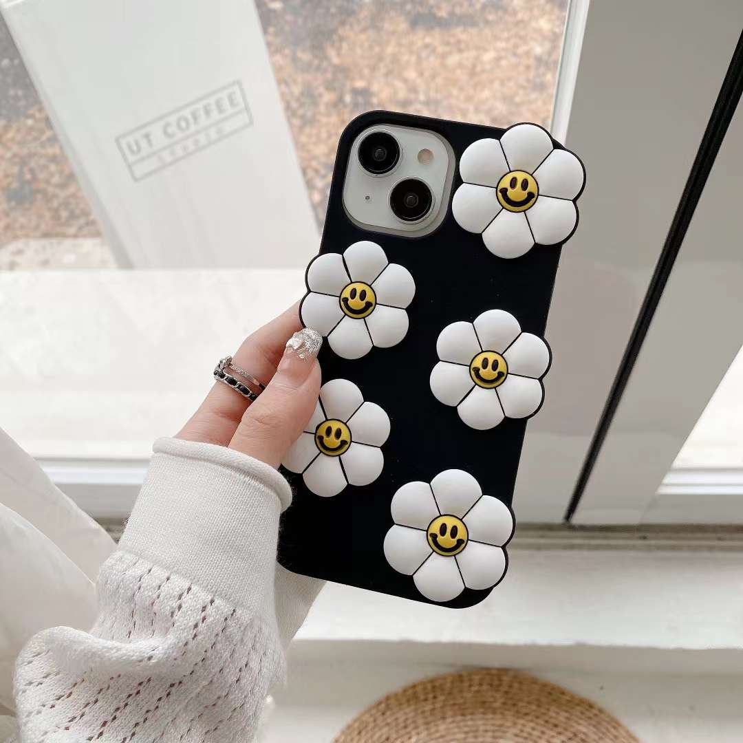 Smiling Flowers Silicon Phone Cases For iPhone 15 Pro Max