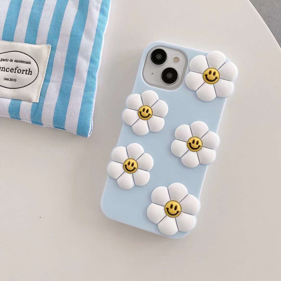 Smiling Flowers Silicon Phone Cases For iPhone 15 Pro Max