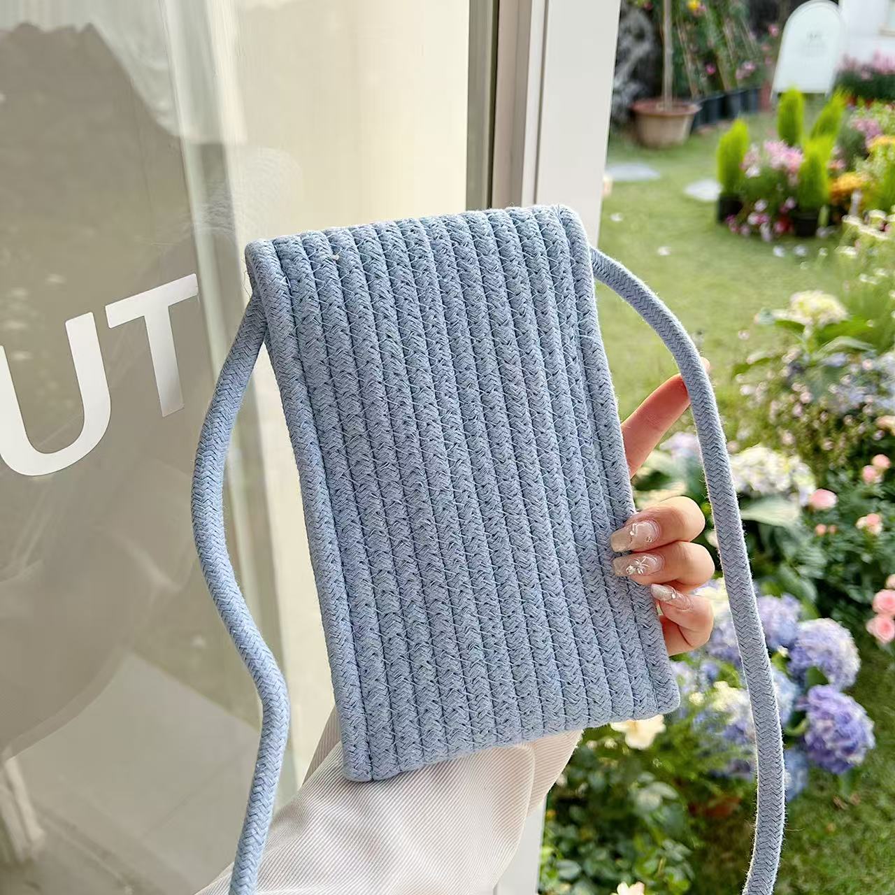 Stylish Flower Jute Sling Bag Silicon Phone Cases For iPhone 12 Pro Max