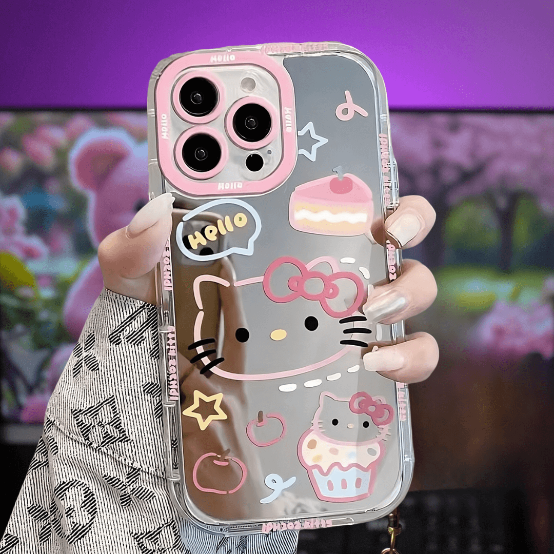 Lovely Hello Kitty Mirror Silicon Phone Cases For iPhone 12